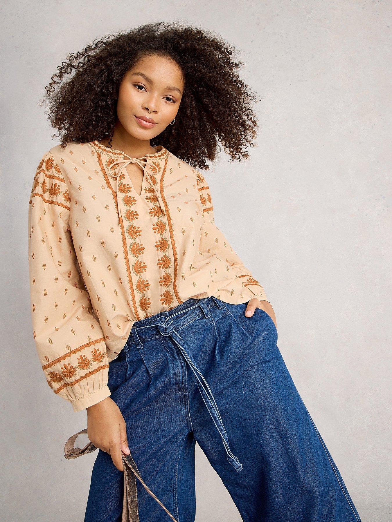 undefined Lila Embroidered Top - White