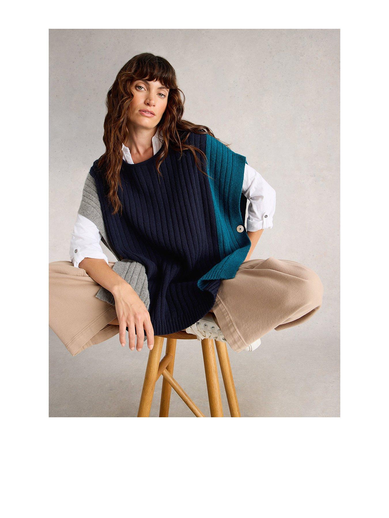 White Stuff Ava Knitted Poncho Navy Very