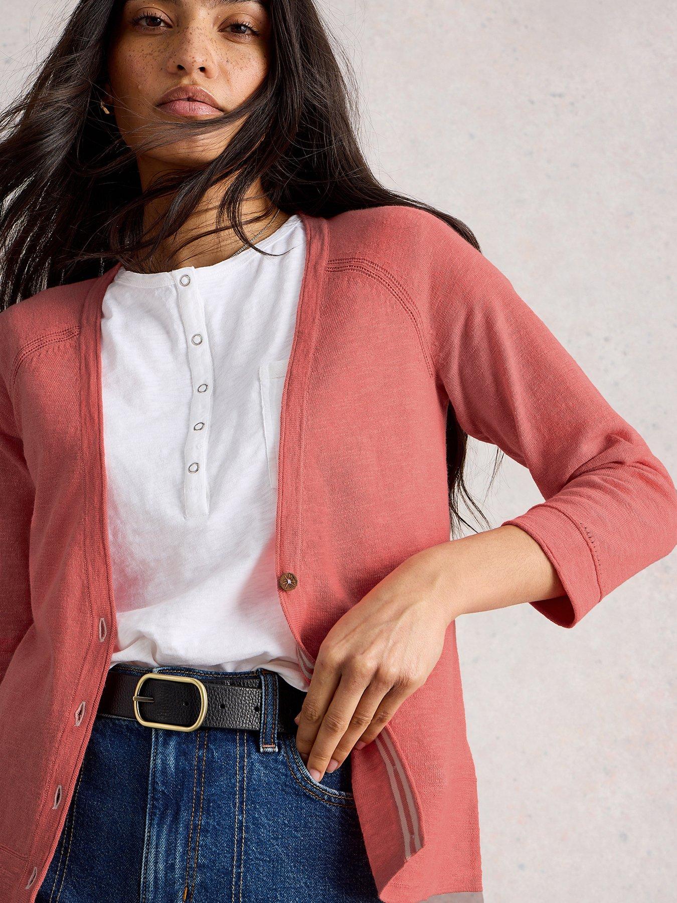 undefined Naria Linen Blend Cardi - Pink