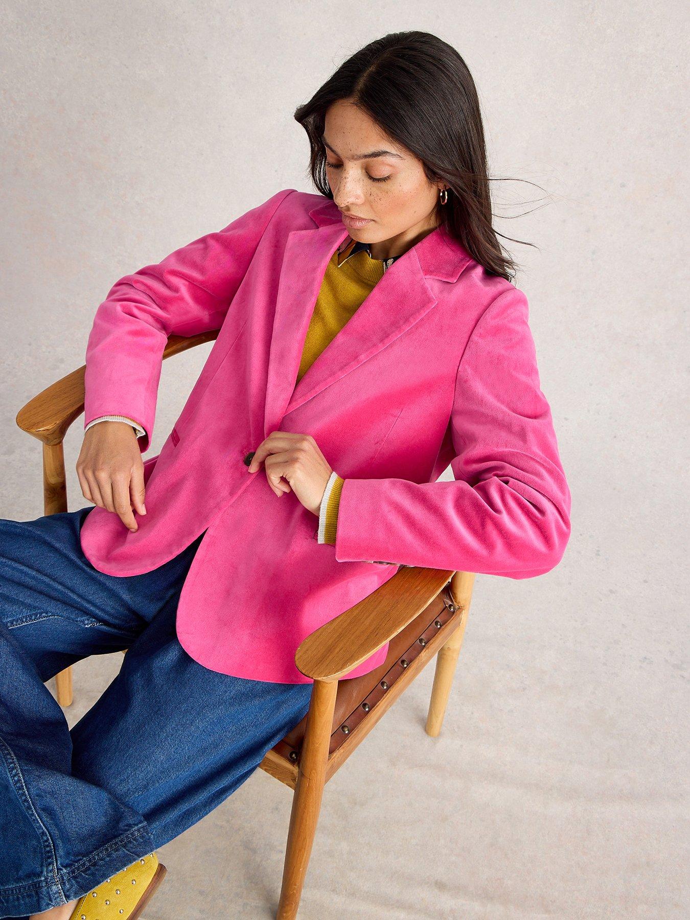 White Stuff Evelyn Velvet Blazer - Pink