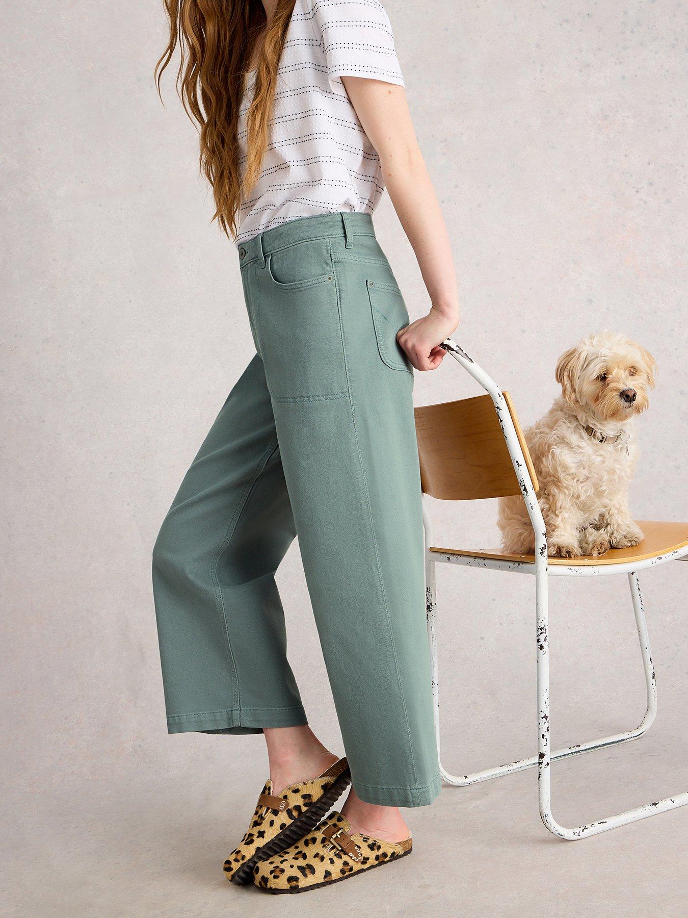 Image 1 of 6 of White Stuff Tia Wide Leg Crop Jean - Blue