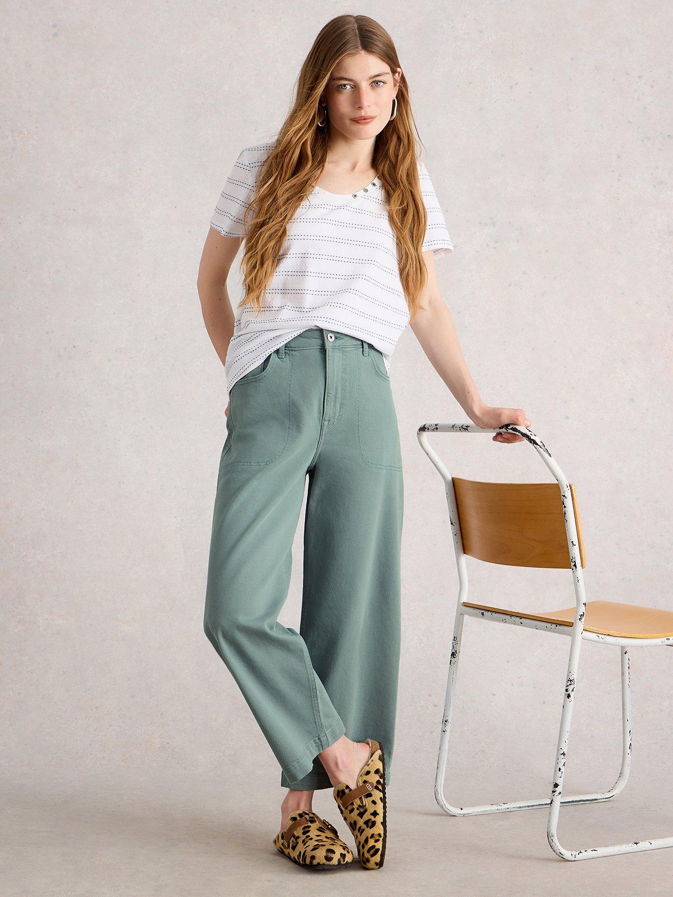 Image 3 of 6 of White Stuff Tia Wide Leg Crop Jean - Blue