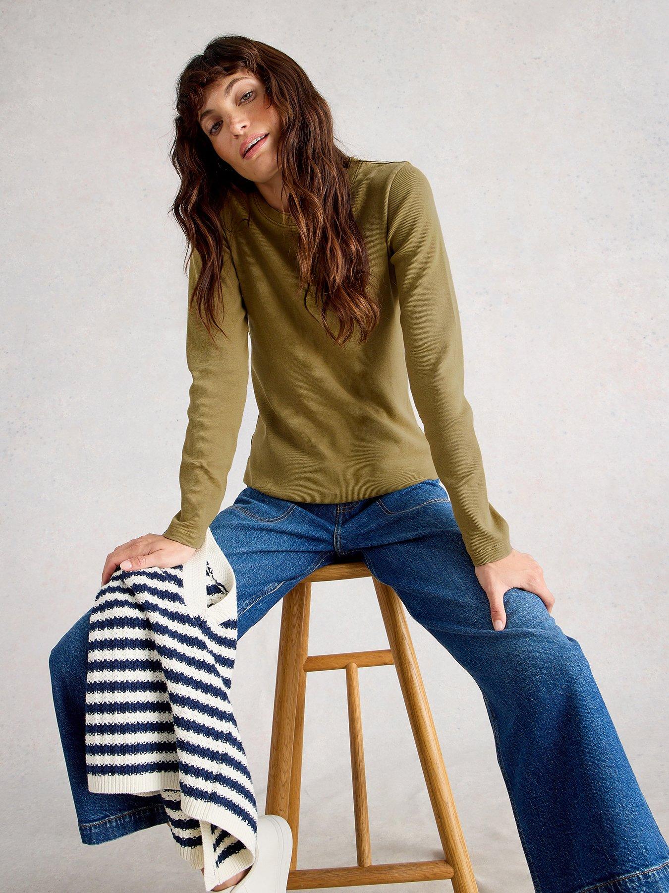 undefined Sadie Long Sleeve Rib Tee - Green