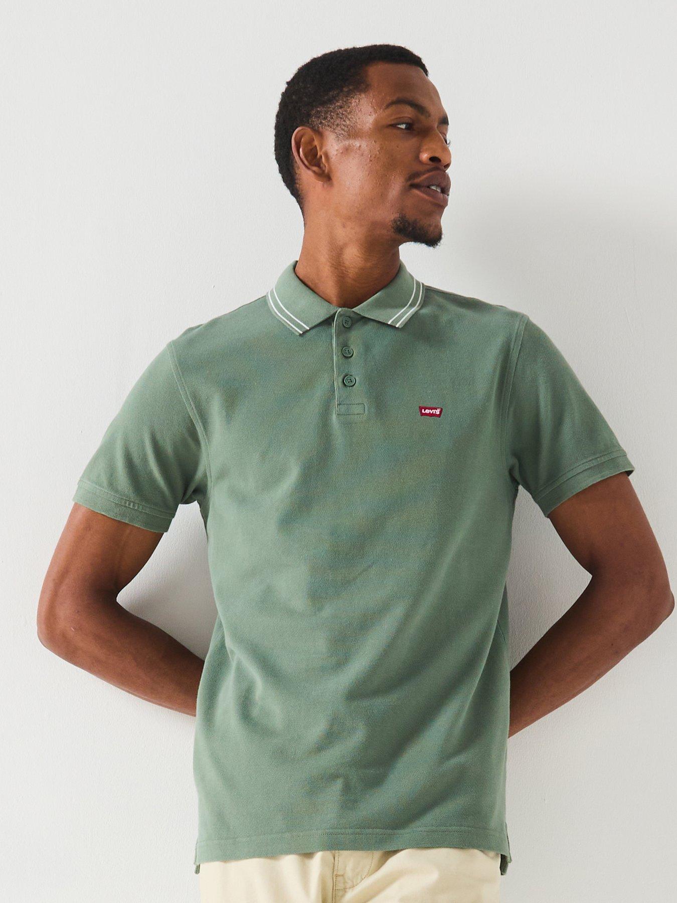 undefined Housemark Logo Short Sleeve Tipped Collar Polo Shirt- Grey