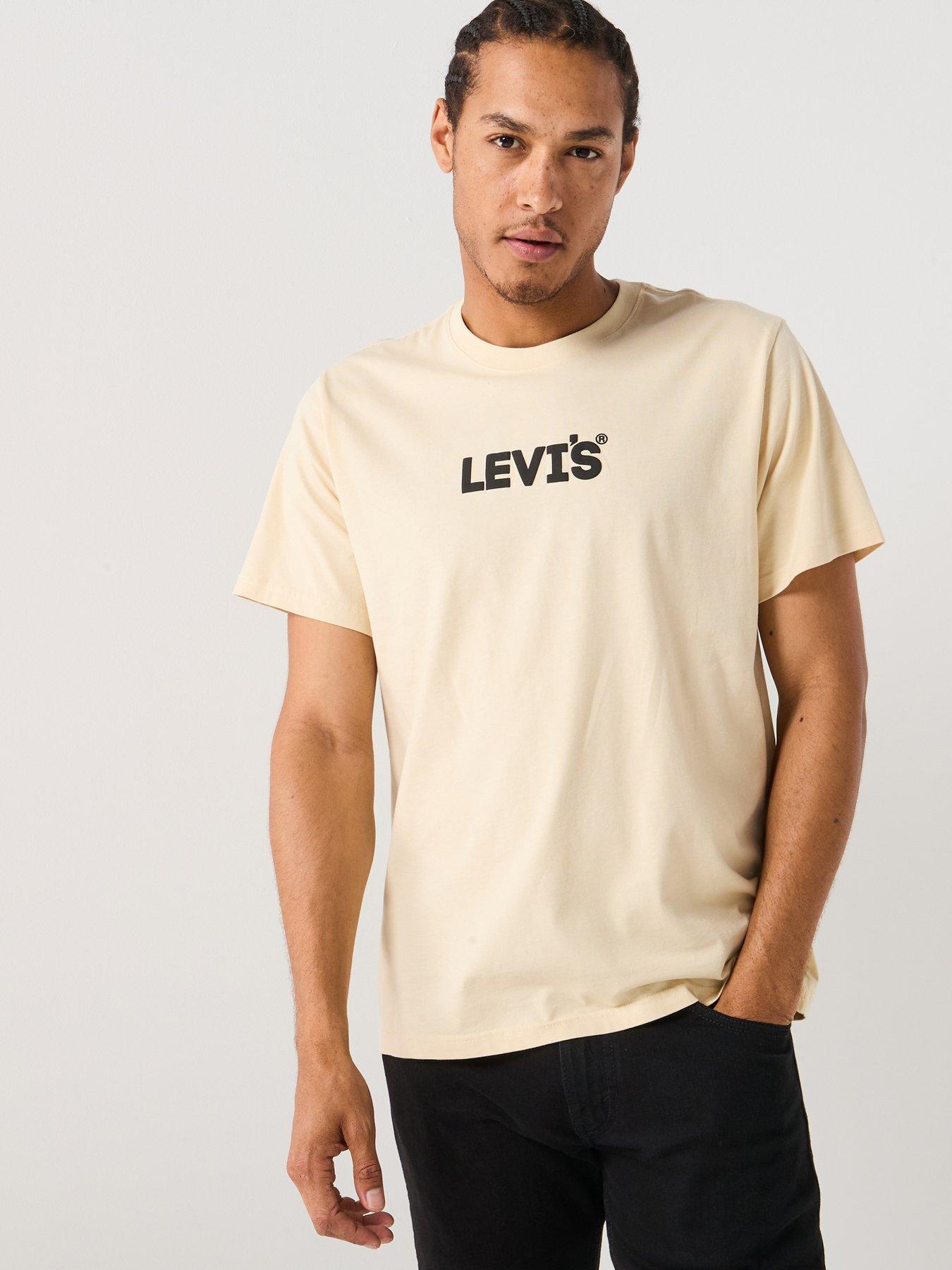 undefined Levis Logo Print Relaxed Fit Short Sleeve T-Shirt - Beige