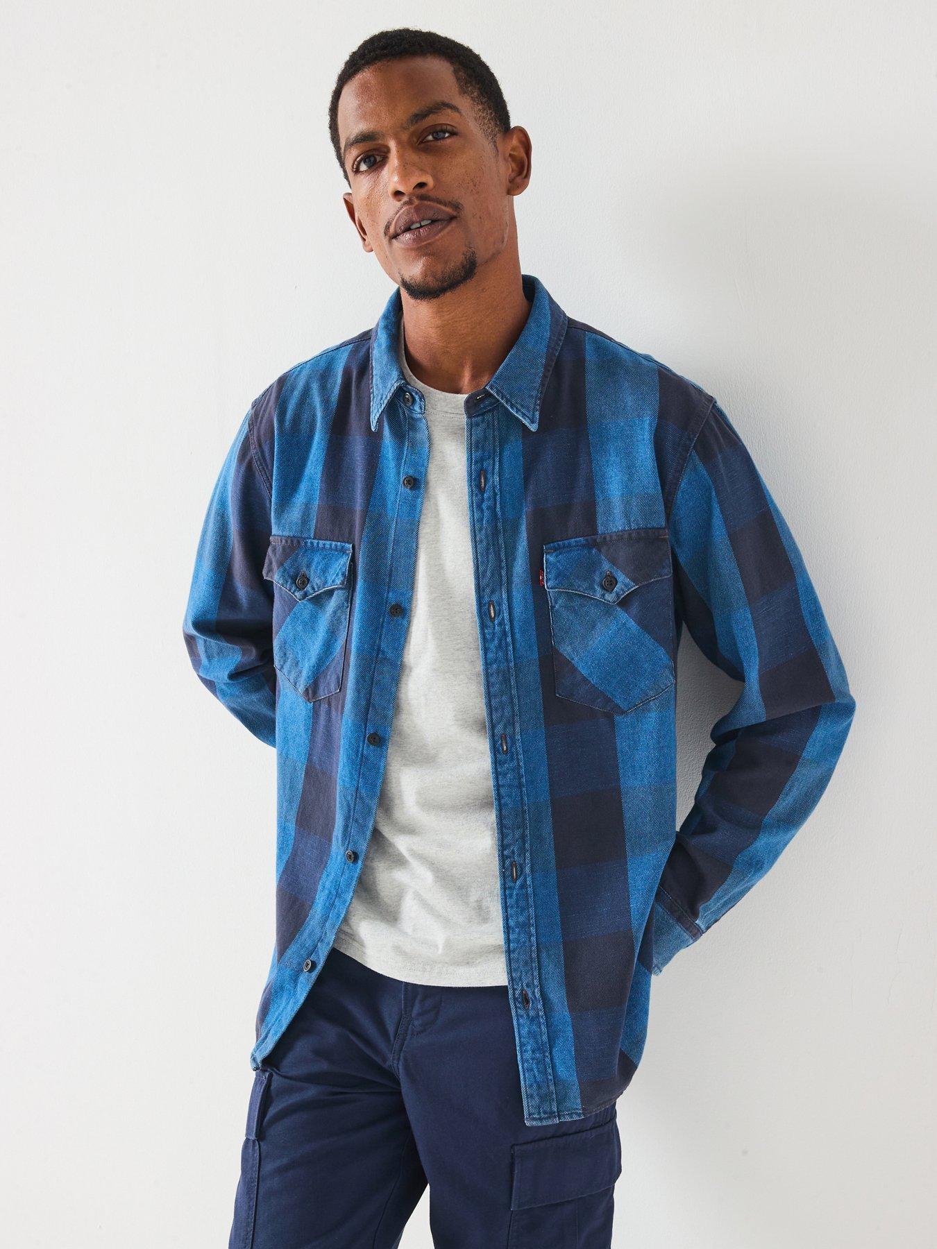 Levi's Relaxed Fit Western Button Down Long Sleeve Striped Shirt- Blue