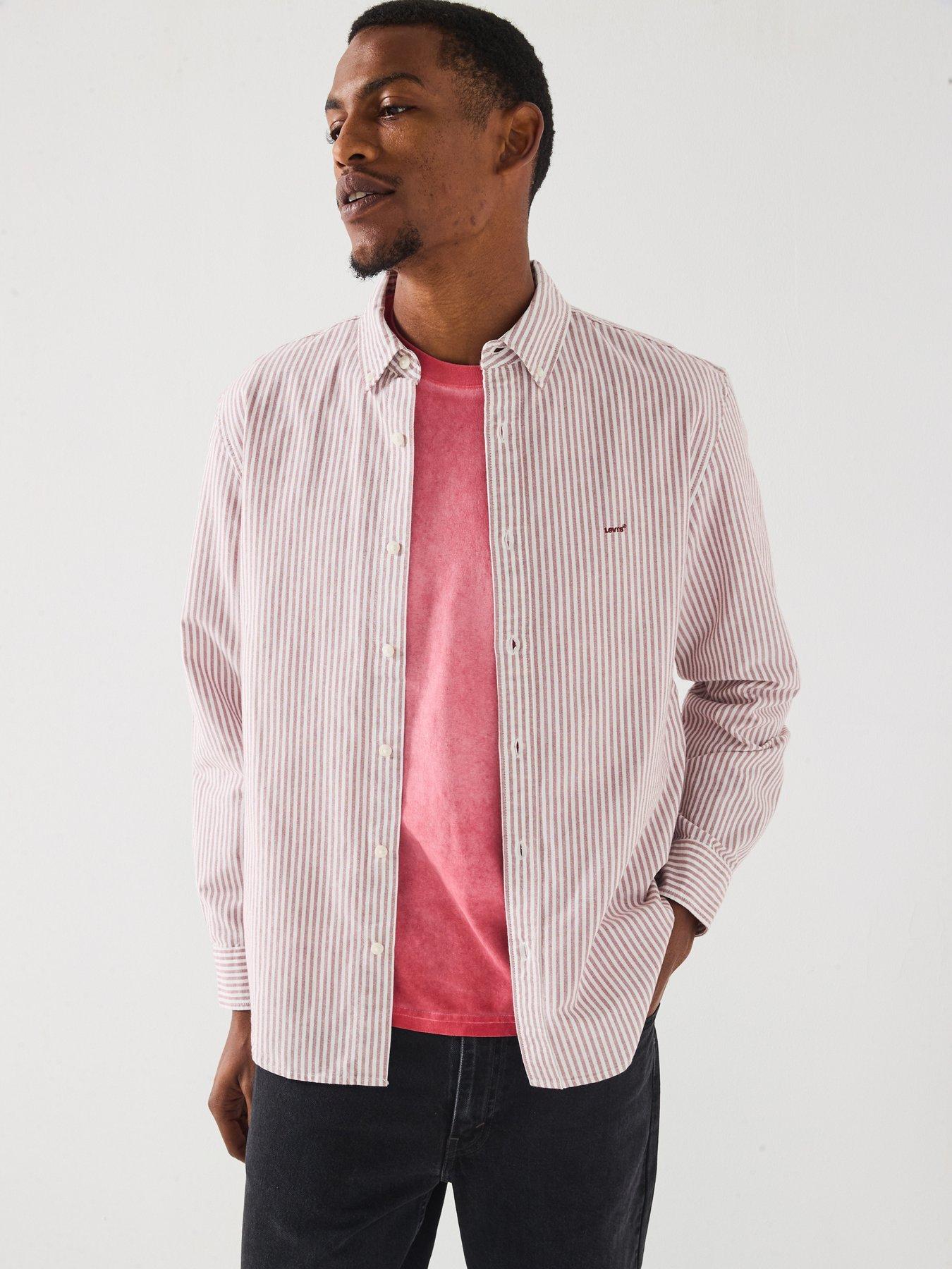 Levi's: Authentic Long Sleeve Button Down Striped Shirt - Pink