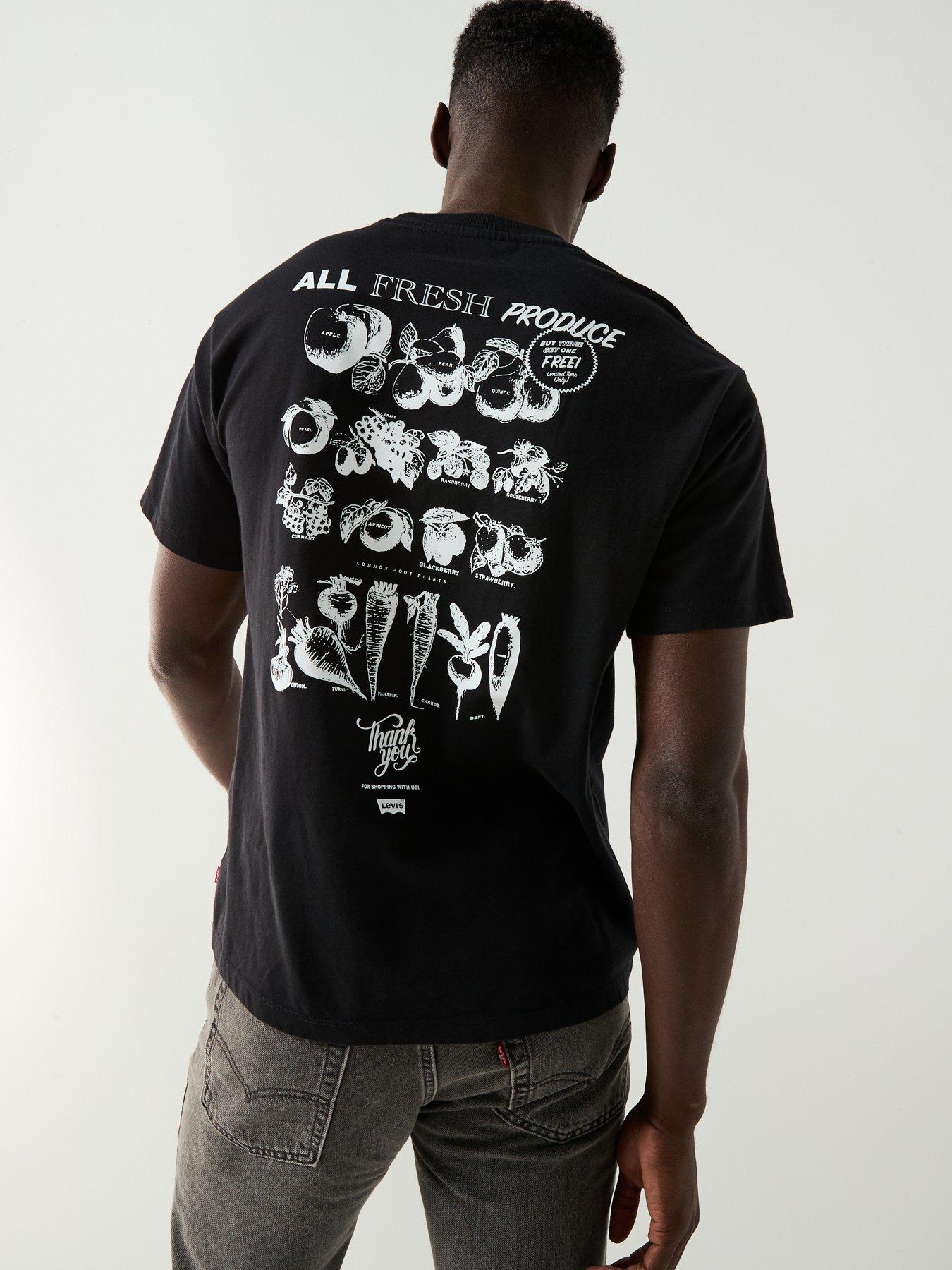 undefined Vintage Fit Graphic Print Short Sleeve T-Shirt- Black