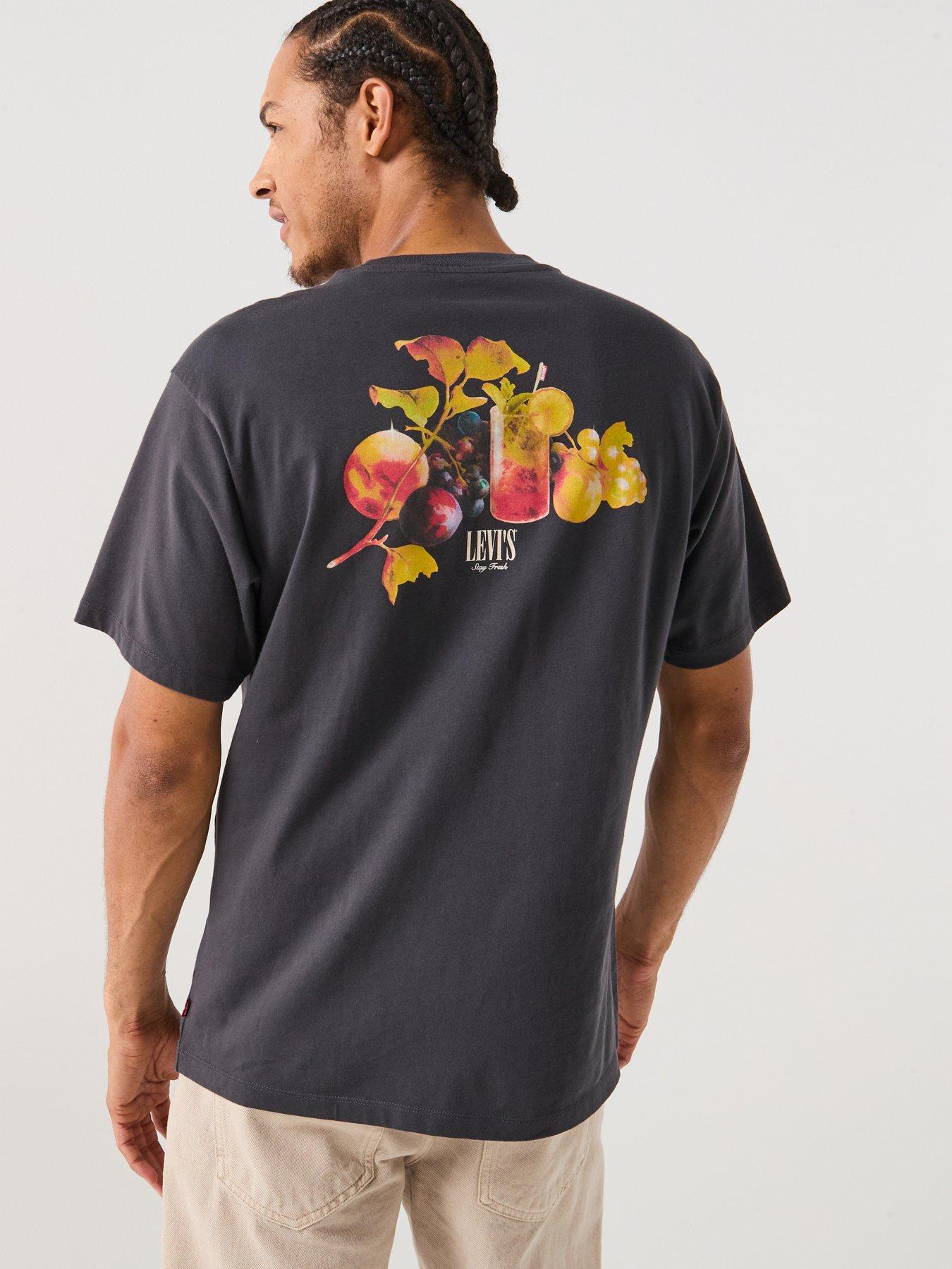 undefined Vintage Fit Graphic Print Short Sleeve T-Shirt- Navy
