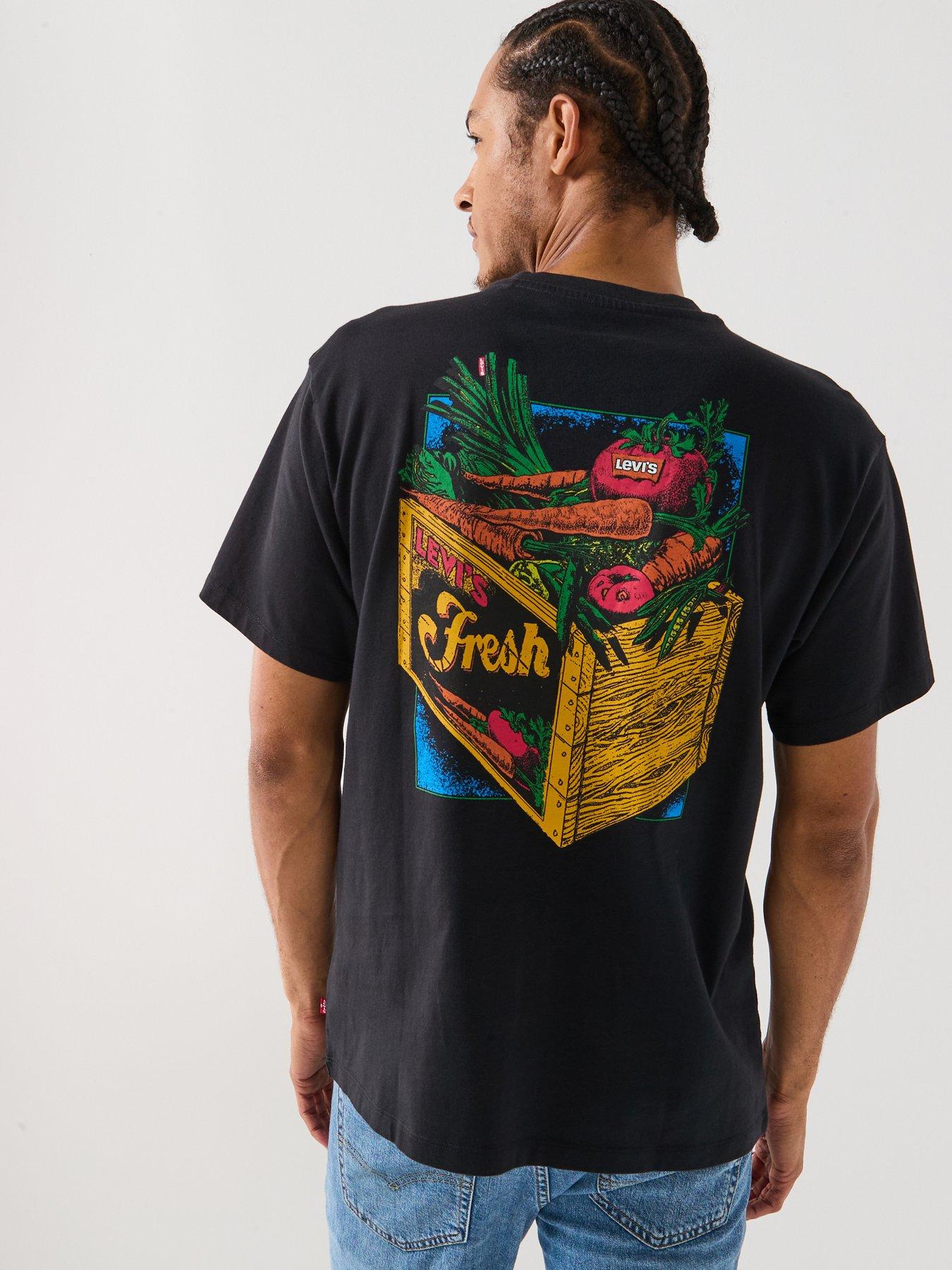 undefined Vintage Fit Graphic Print Short Sleeve T-Shirt - Black