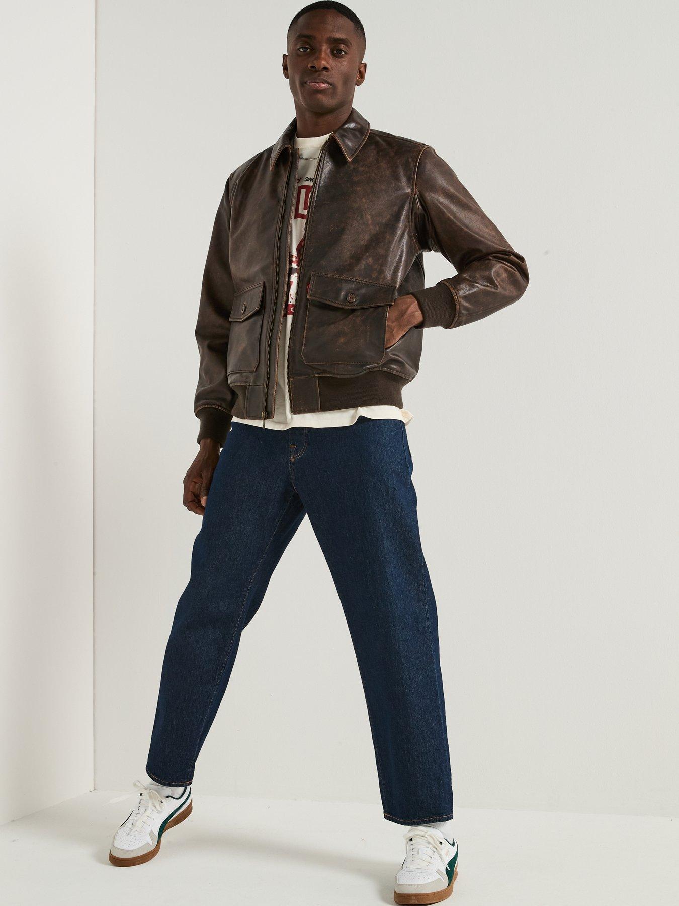 Levi's Clayton Cuffed Leather Aviator Jacket - Brown | Very