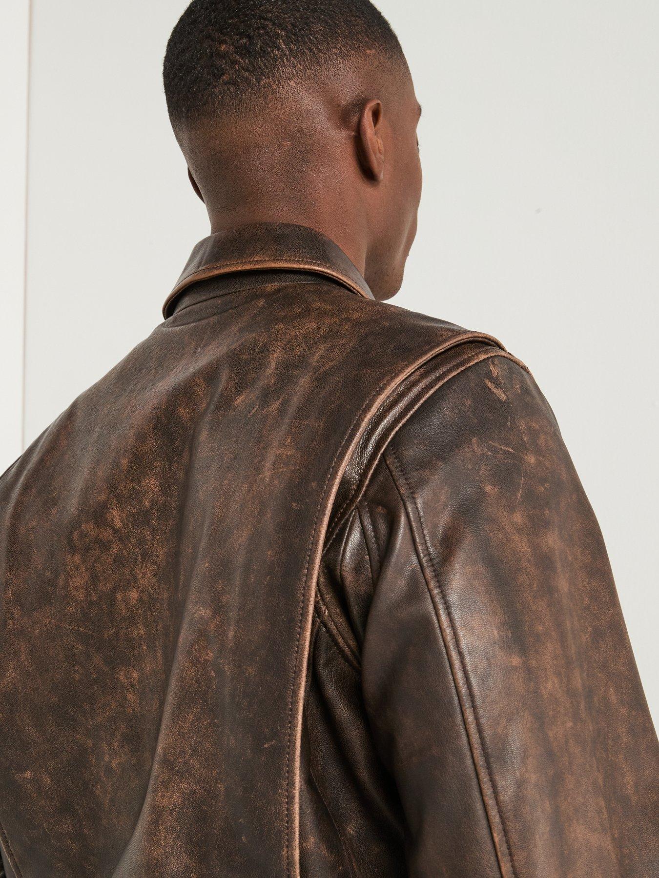 Levi's Clayton Cuffed Leather Aviator Jacket - Brown | Very