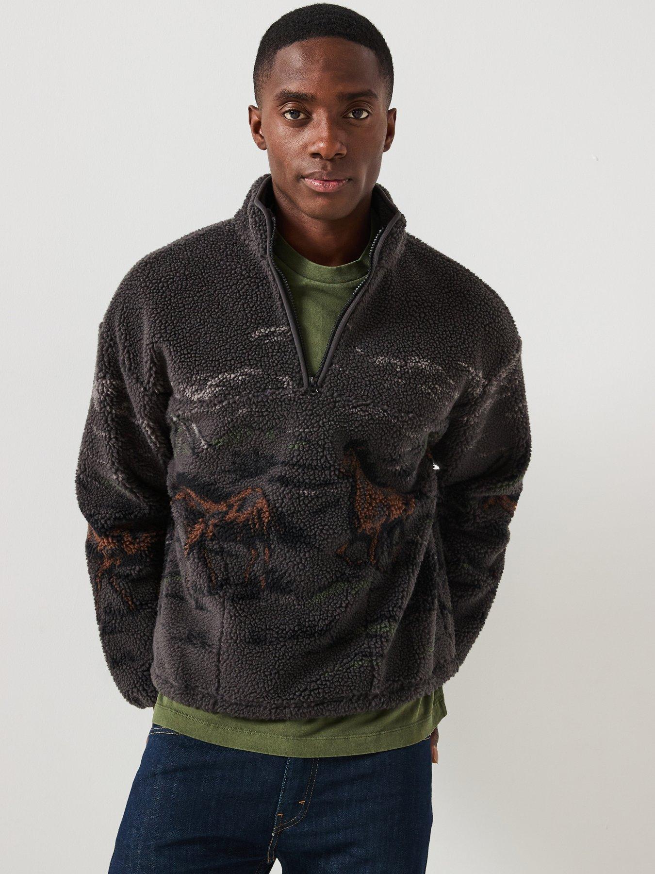 Levi's Levis Running Horses Sherpa Quarter Zip Jacket - Brown