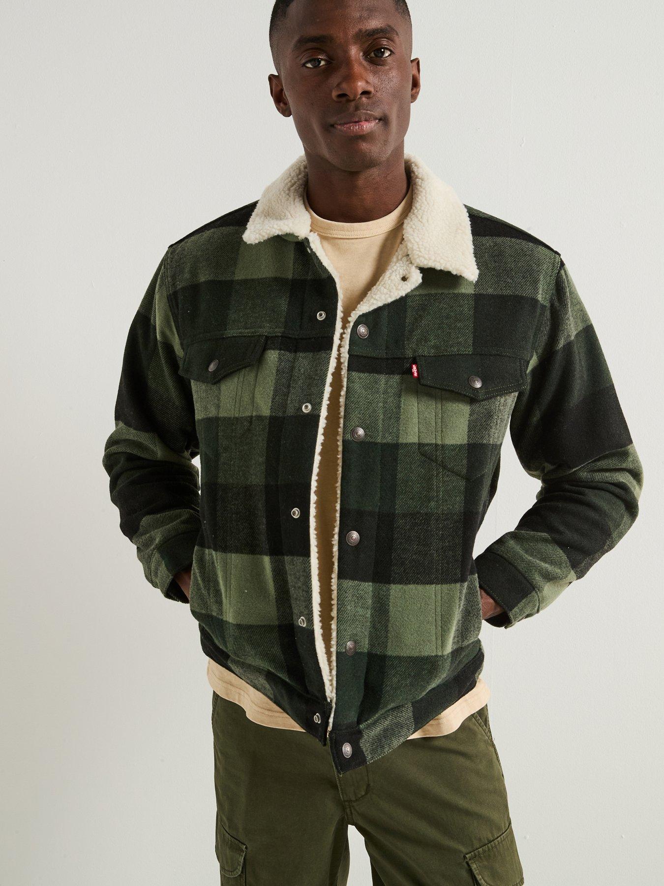 Levi'S Original Denim Relaxed Fit Plaid Trucker Jacket - Black