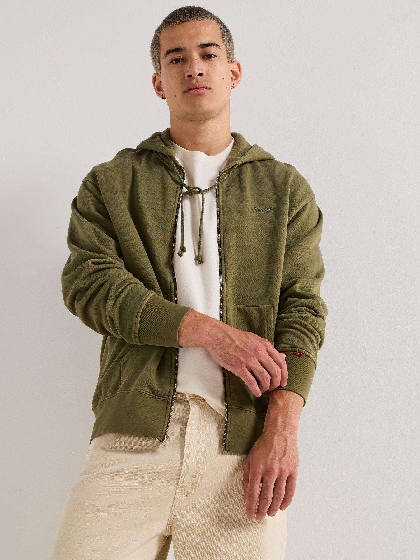 Levi's Authentic Relaxed Fit Fleece Full Zip Hoodie - Olive Green