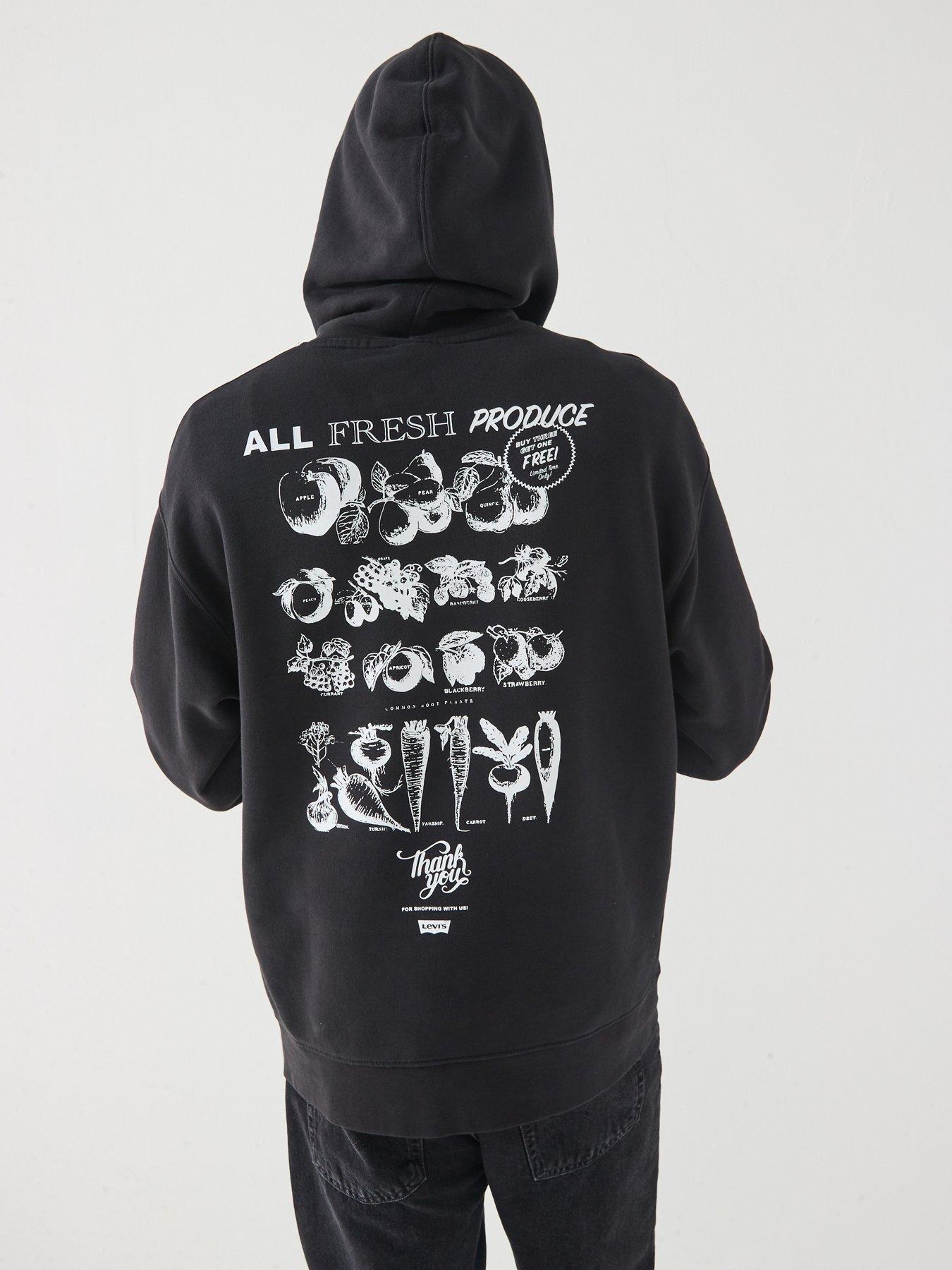 undefined Relaxed Back Graphic Fleece Hoodie - Black