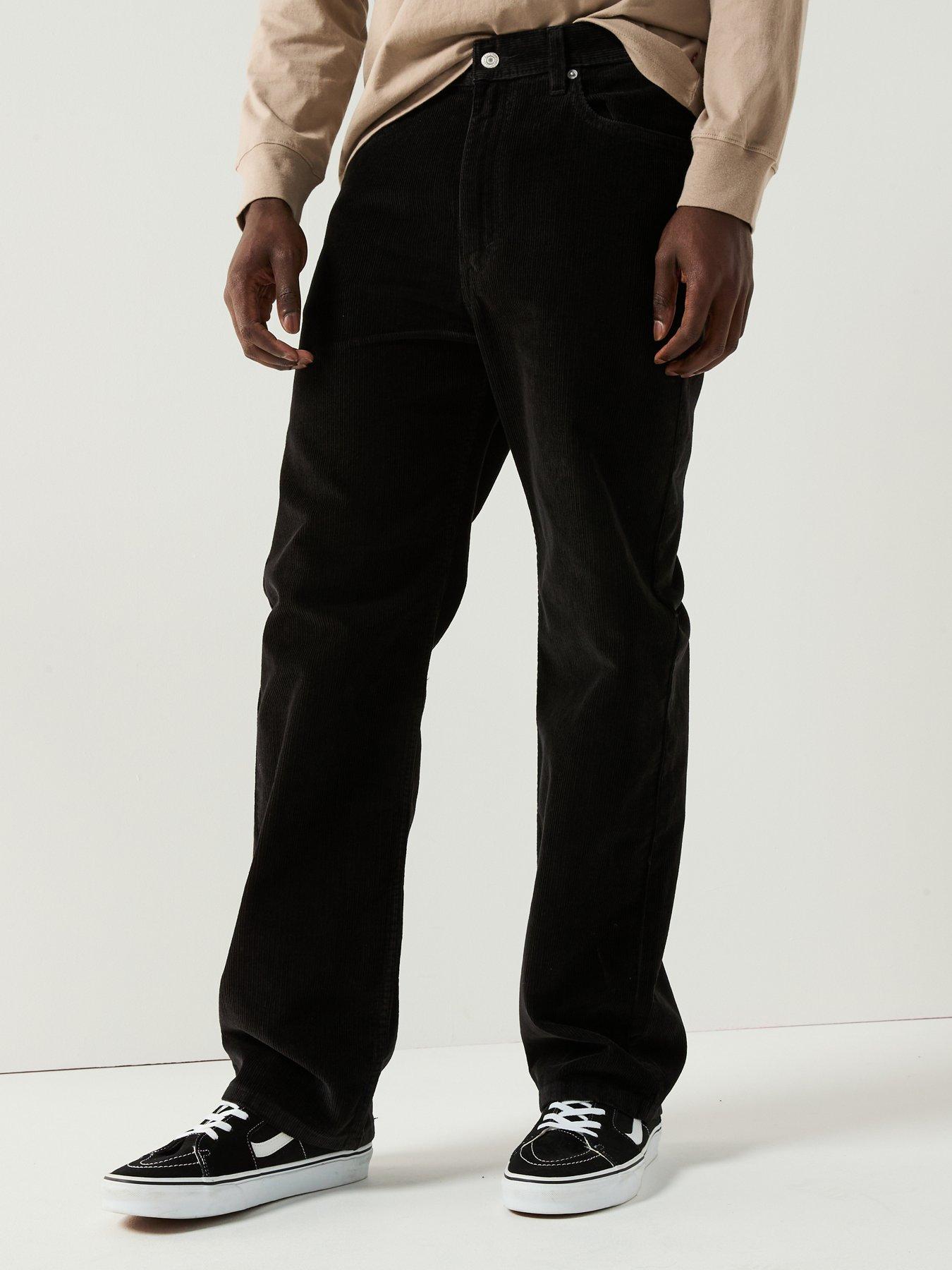 Levi's 565 Loose Straight Fit Corduroy Jeans Meteorite 10W Cord - Black, Black, Size 34, Inside Leg Regular, Men