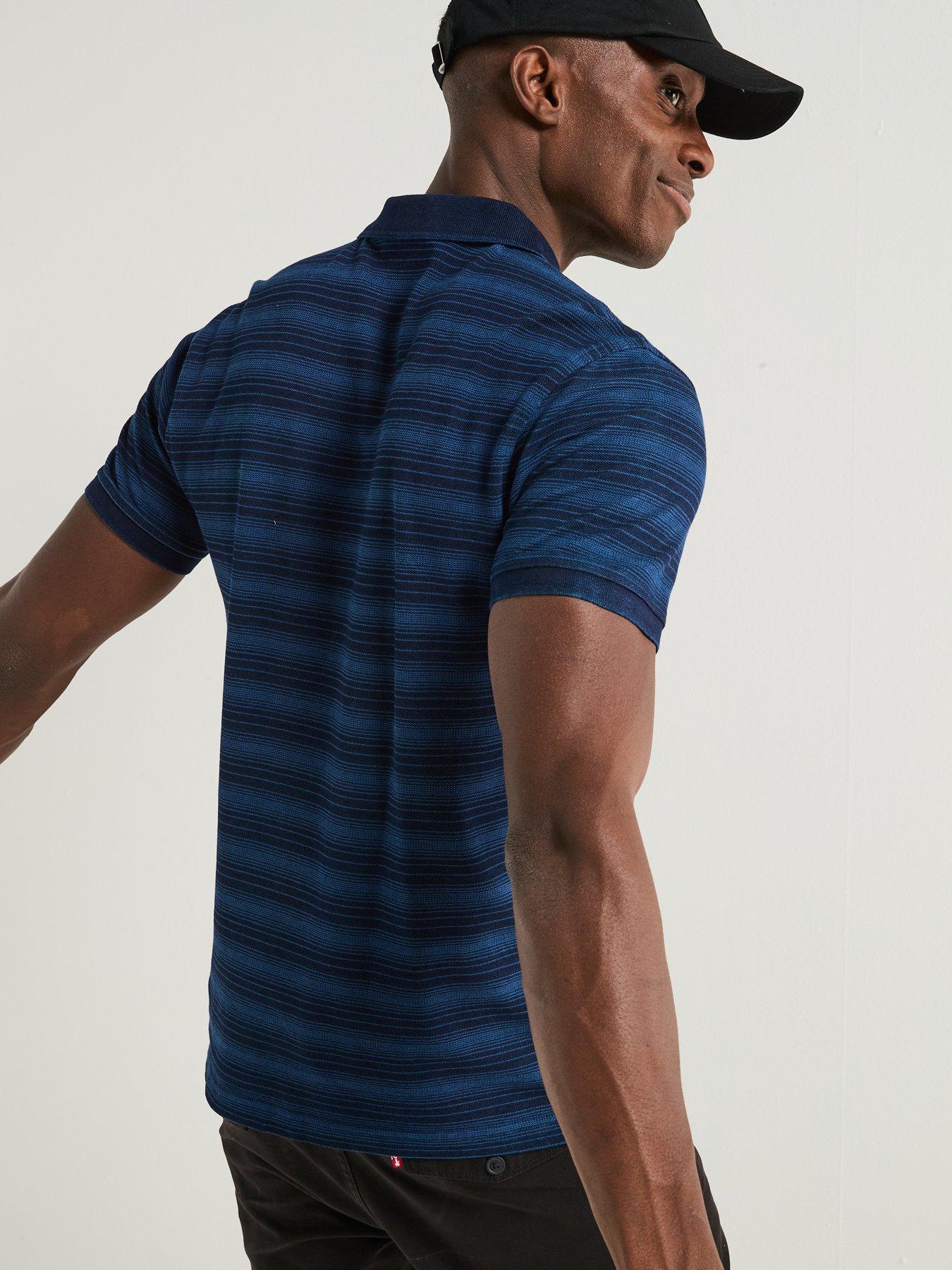 Image 2 of 6 of Levi's Housemark Logo Short Sleeve Striped Polo Shirt - Navy
