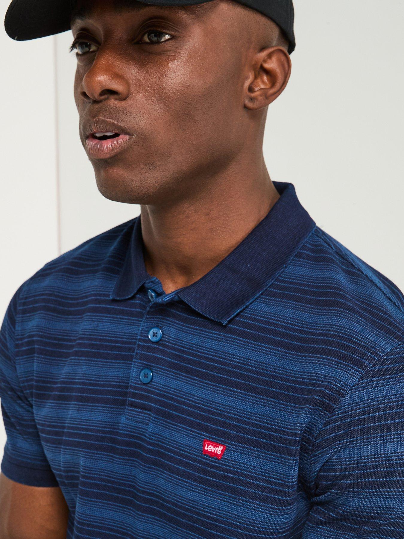 Image 4 of 6 of Levi's Housemark Logo Short Sleeve Striped Polo Shirt - Navy