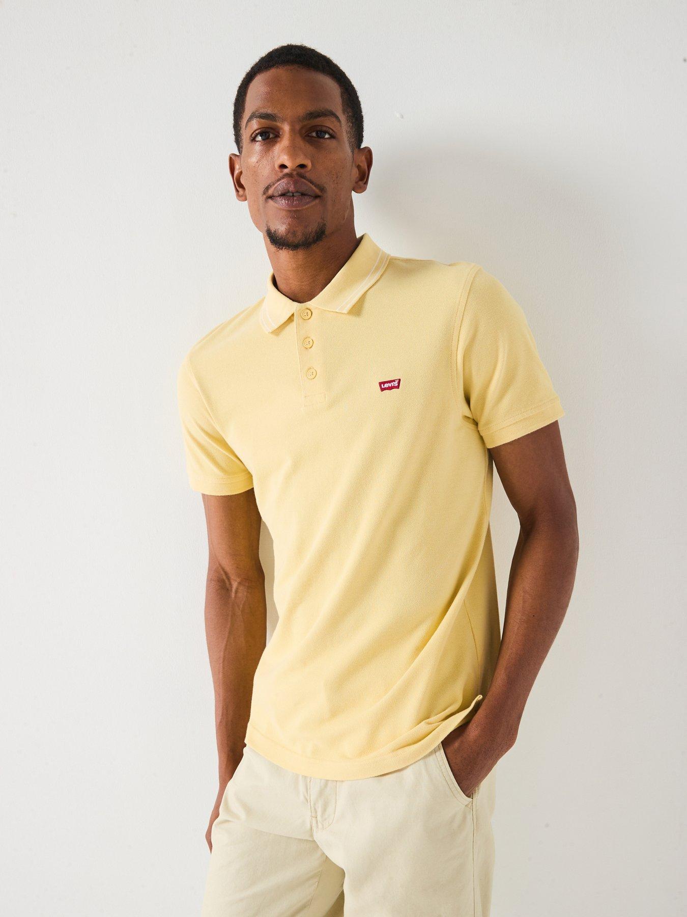 undefined Levi's Housemark Logo Short Sleeve Tipped Collar Polo Shirt- Orange
