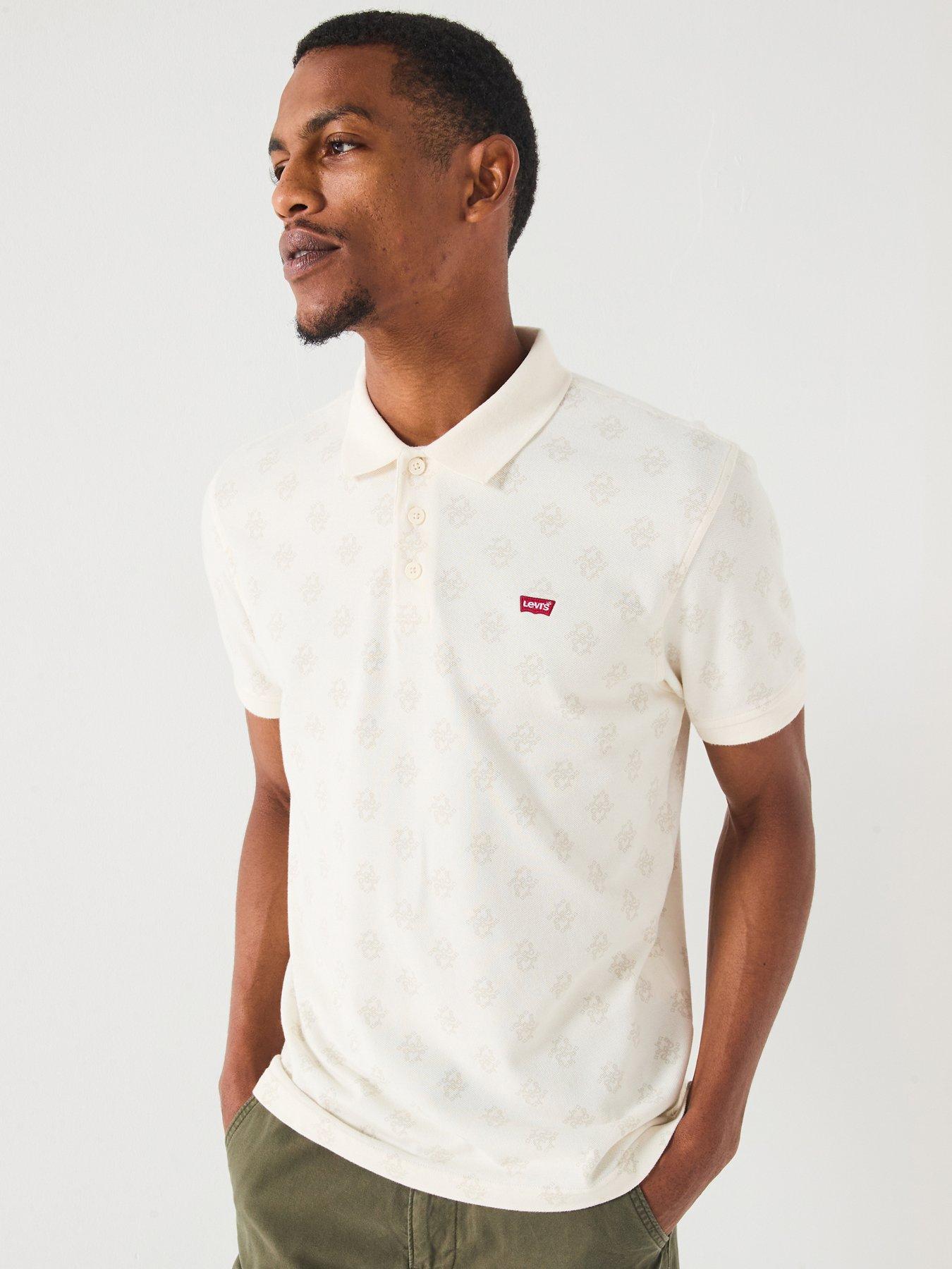 undefined Housemark Logo Short Sleeve Patterned Polo Shirt - White