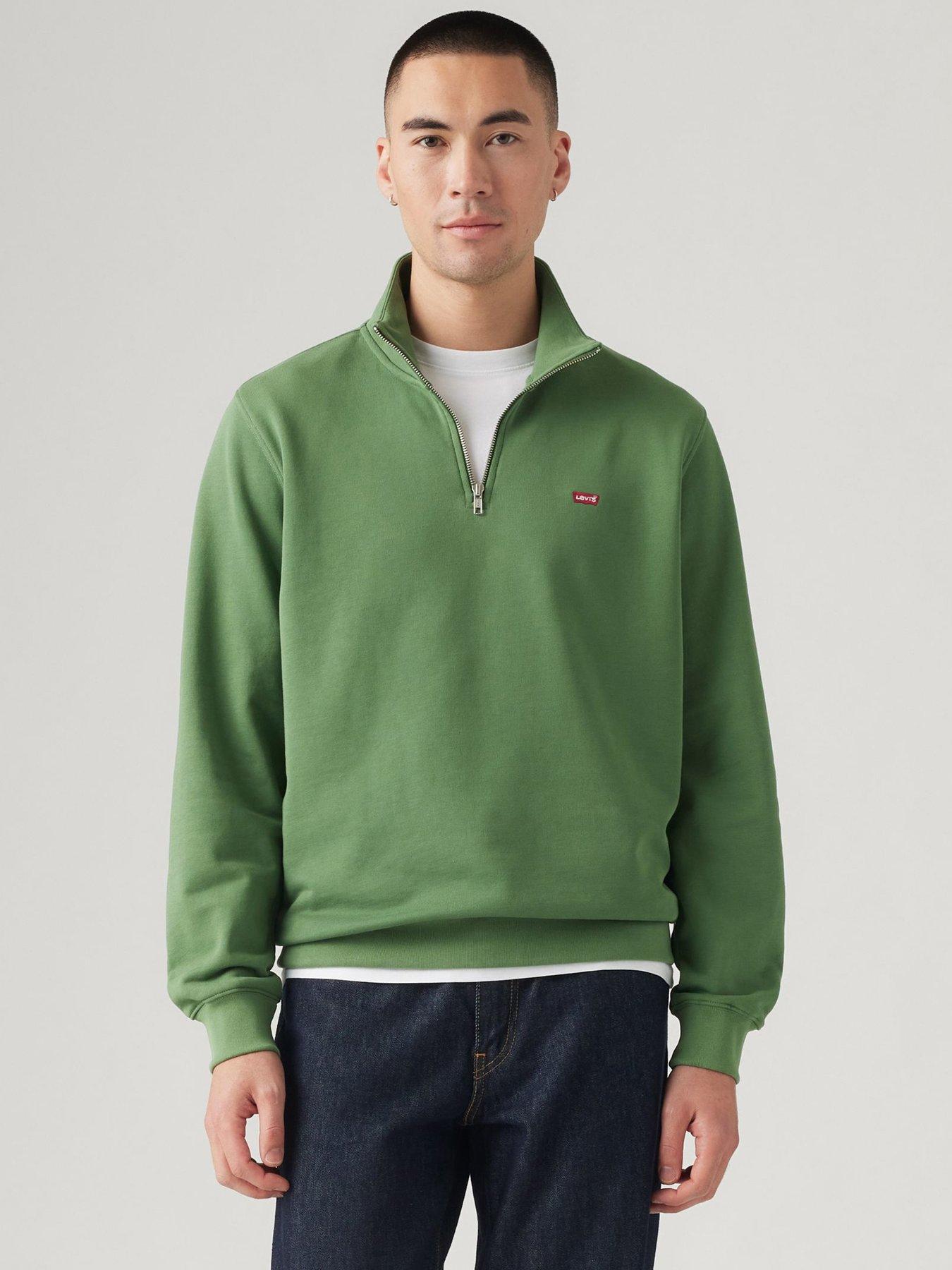 undefined Levi's Original Hallmark Logo 1/4 Zip Sweat Top - Khaki