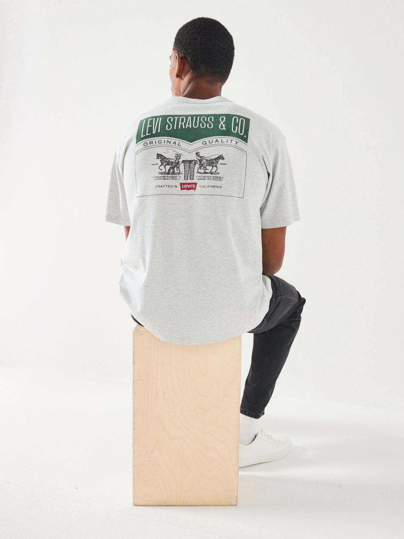 undefined Vintage Fit Graphic Back Print Short Sleeve T-Shirt - Grey