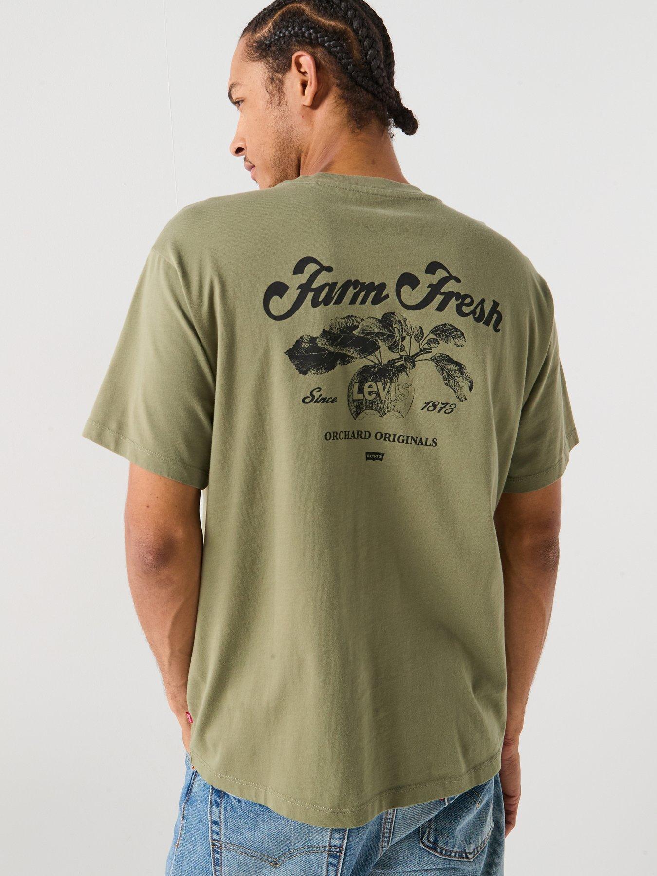undefined Vintage Fit Graphic Print Short Sleeve T-Shirt- Khaki