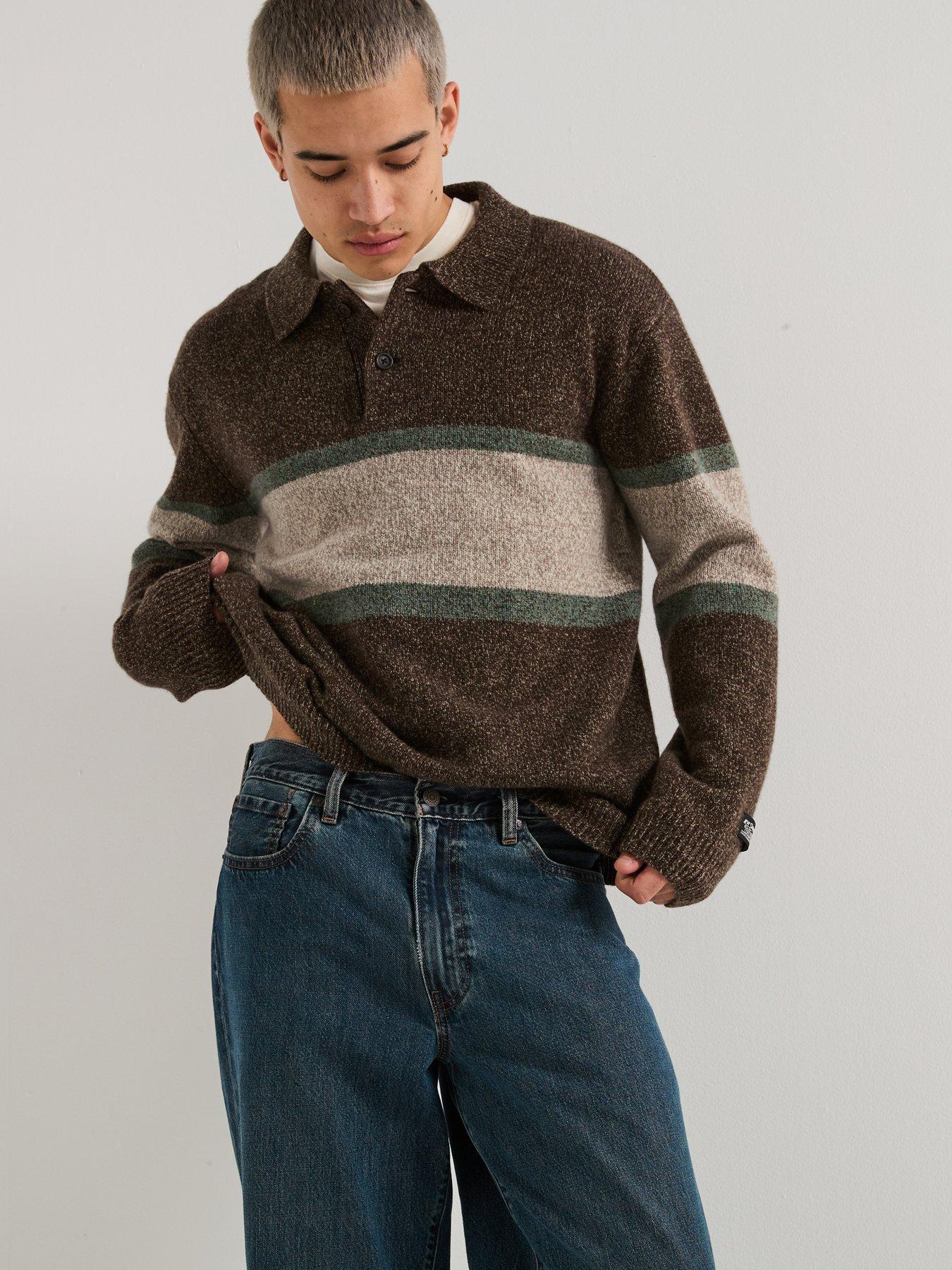 Image 1 of 6 of Levi's Redwood Rugby Stripe Knitted Jumper - Brown