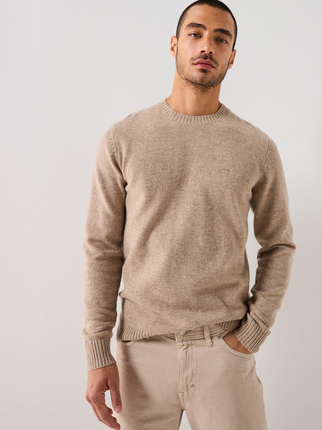 Levi's Original Housemark Logo Knitted Jumper, Beige, Size L, Men