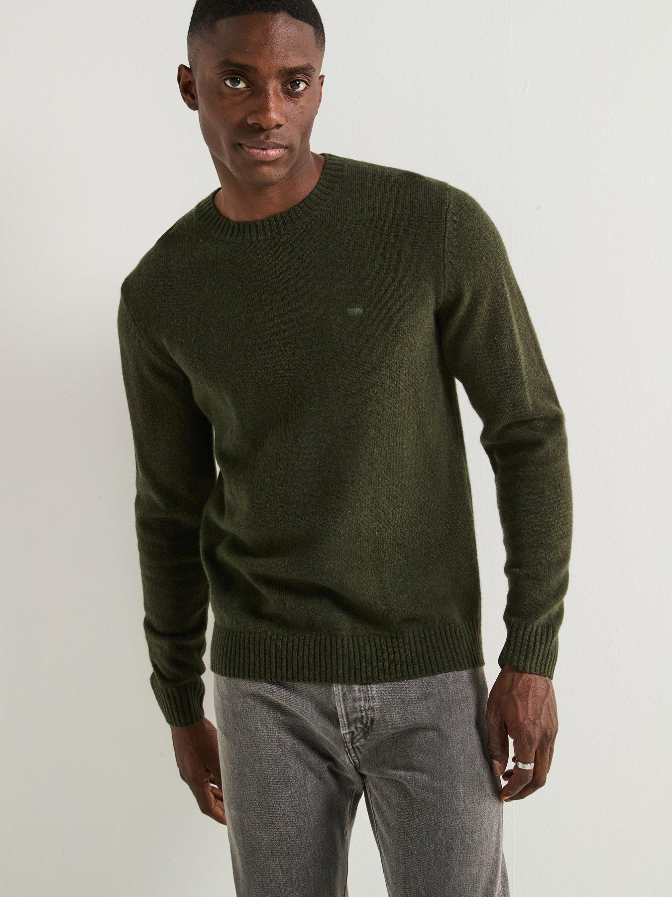 Levi's Original Housemark Logo Knitted Jumper- Dark Green, Dark Green, Size S, Men