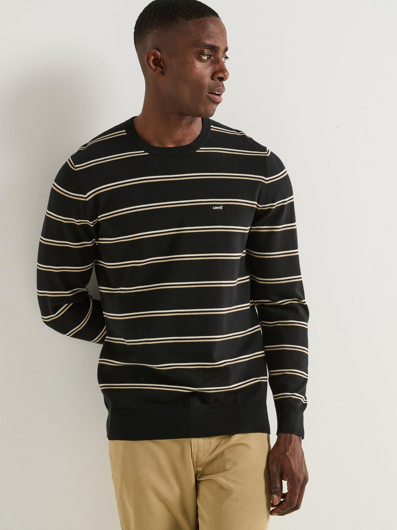 Levi's Housemark Logo Stripe Crew Knitted Jumper - Black