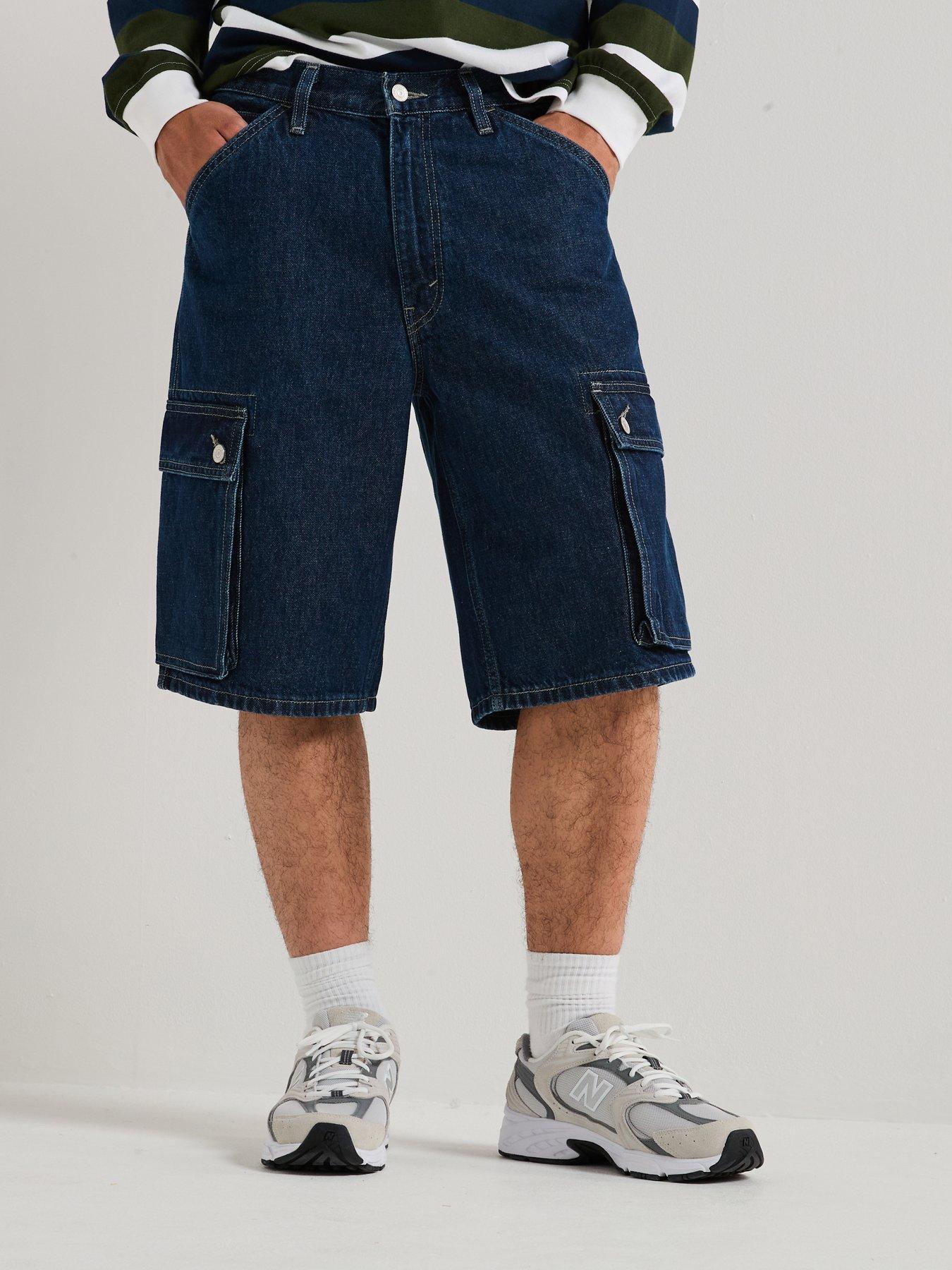 undefined 478 Baggy Fit Denim Shorts - Next One Down- Dark Blue