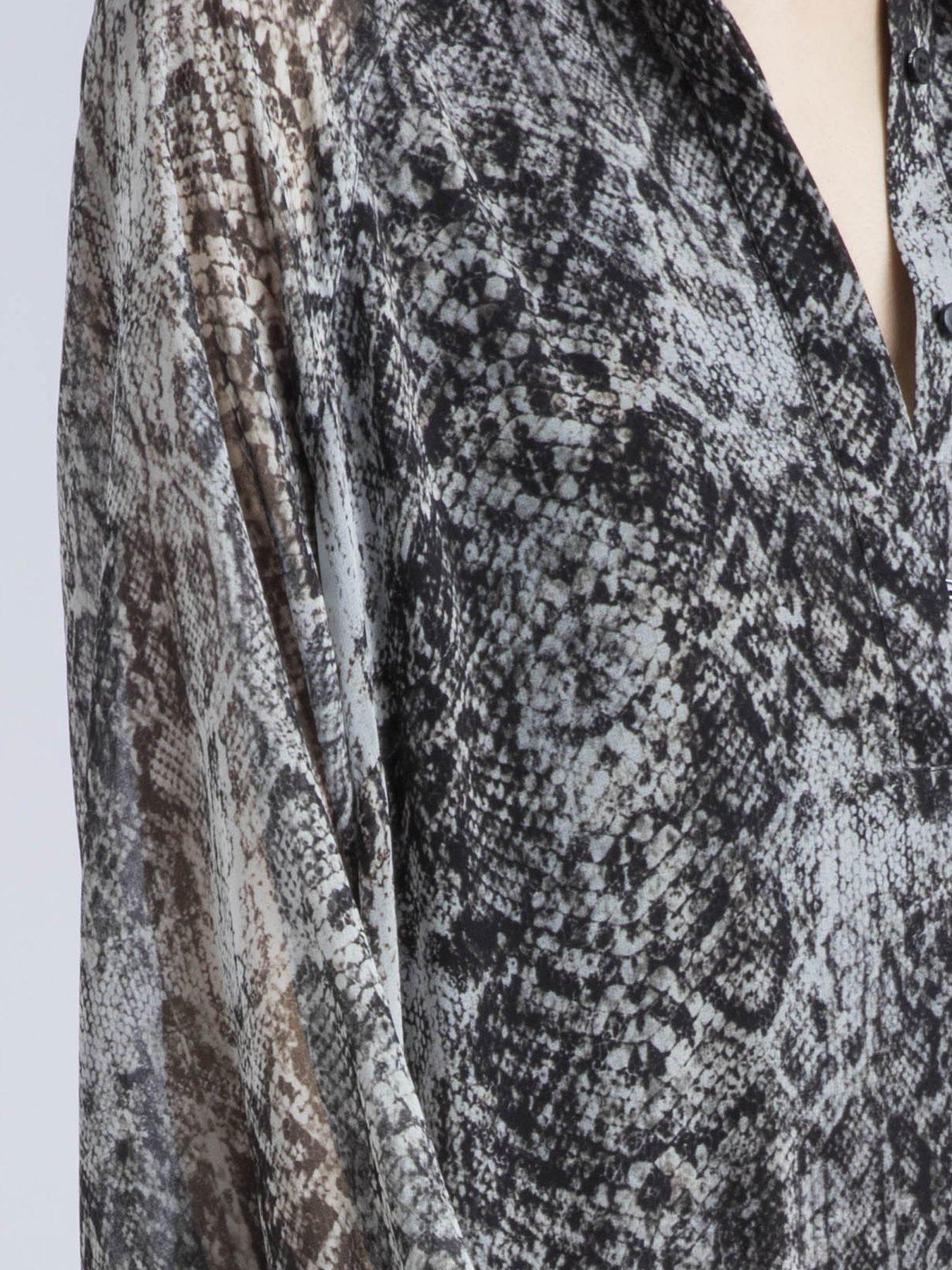 Image 6 of 6 of Religion Cala Tiered Boho Maxi Dress In Snake Skin Print - Natural