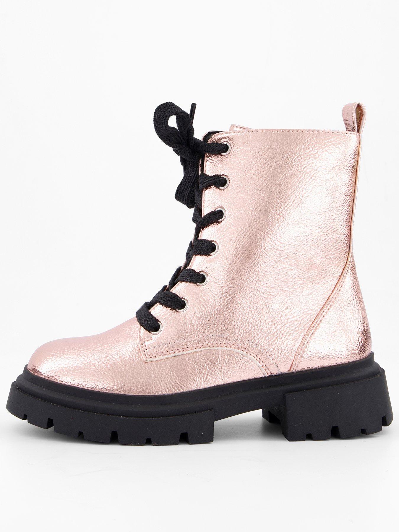 The Very Collection Metallic Lace Up Boot - Pink