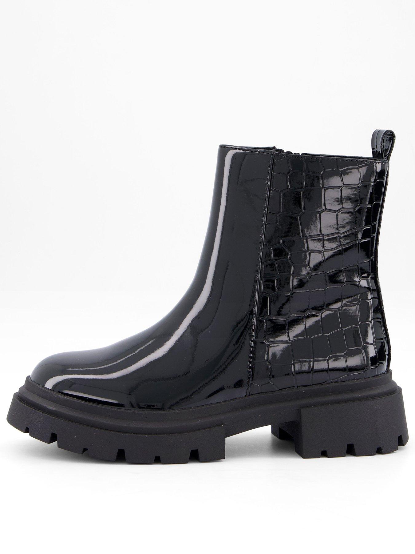 The Very Collection Patent Chunky Boot - Black