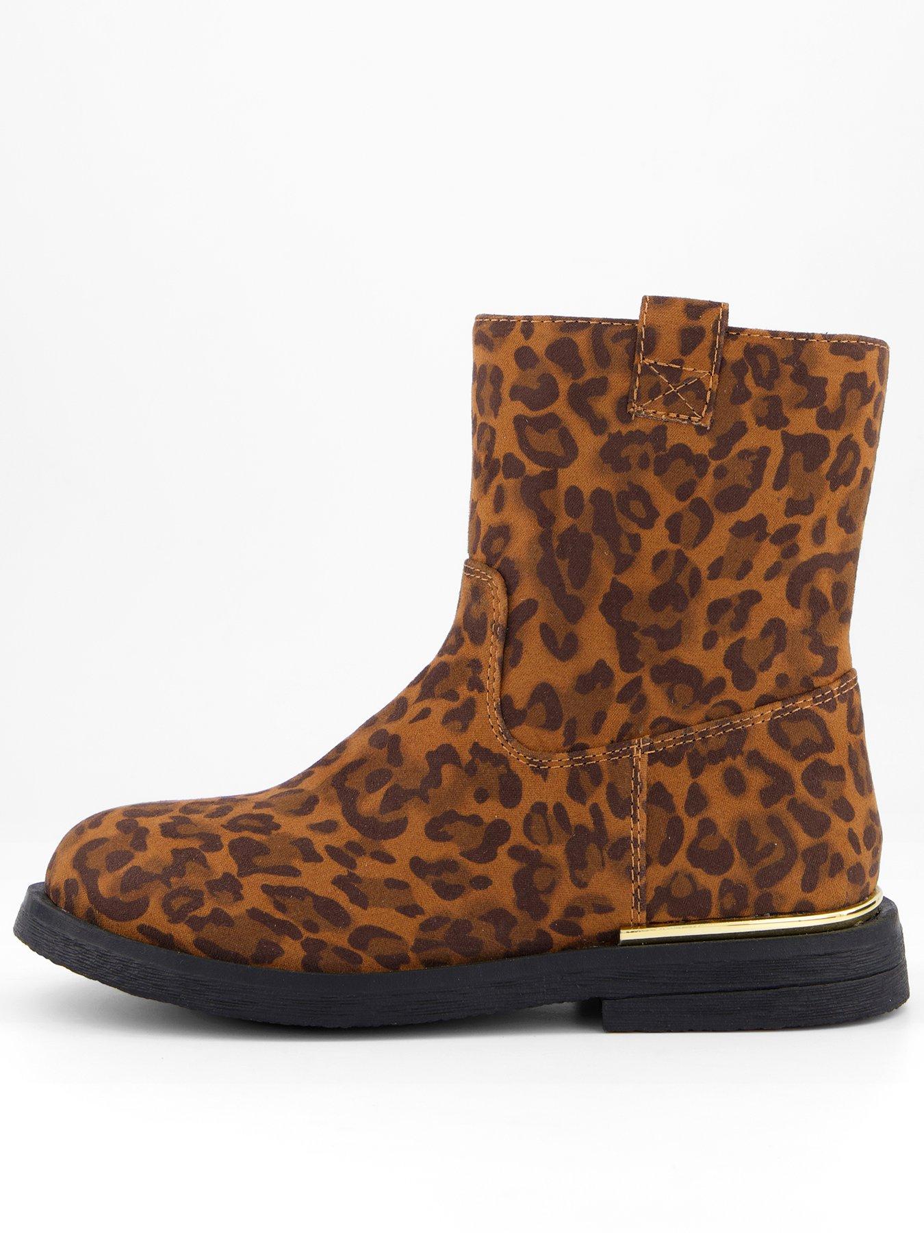 The Very Collection Girls Leopard Print Ankle Boot Very