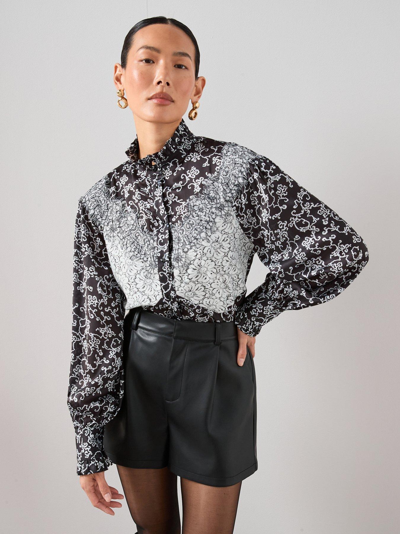 The Very Collection Printed Lace Ruffle Blouse