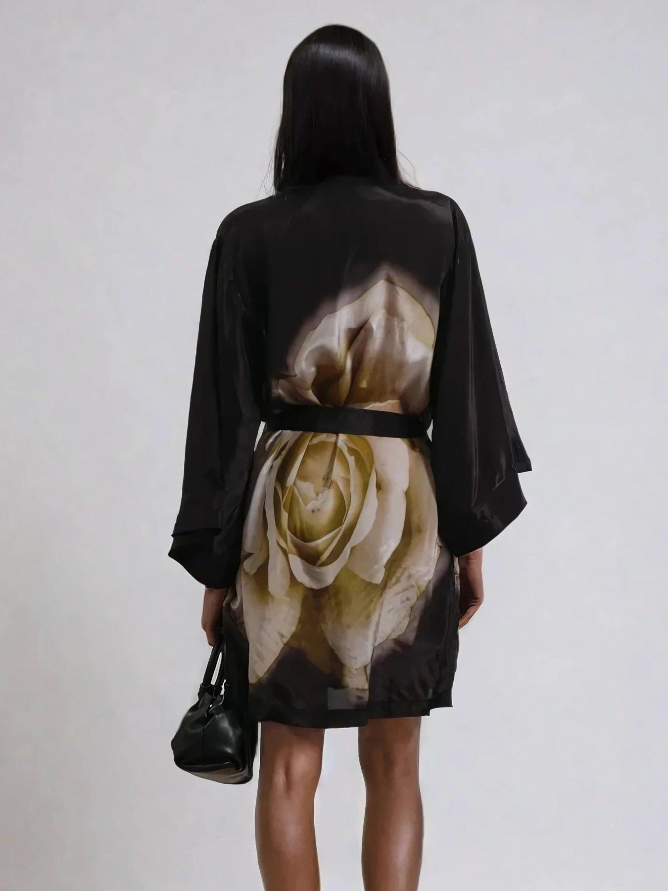 Image 2 of 6 of Religion Coco Tunic With Large Floral Placement - Black