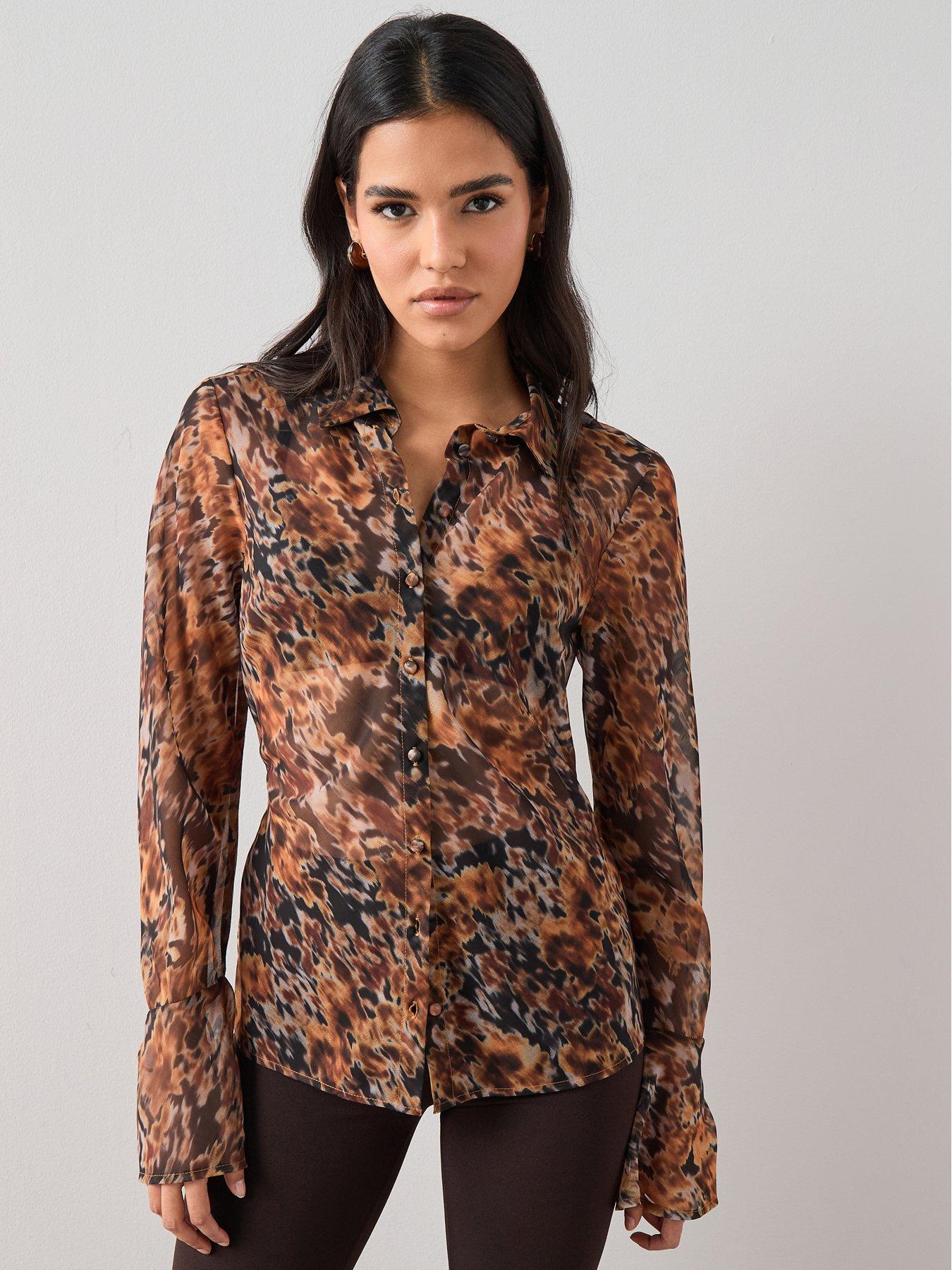 The Very Collection Tie Sleeve Printed Shirt - Orange