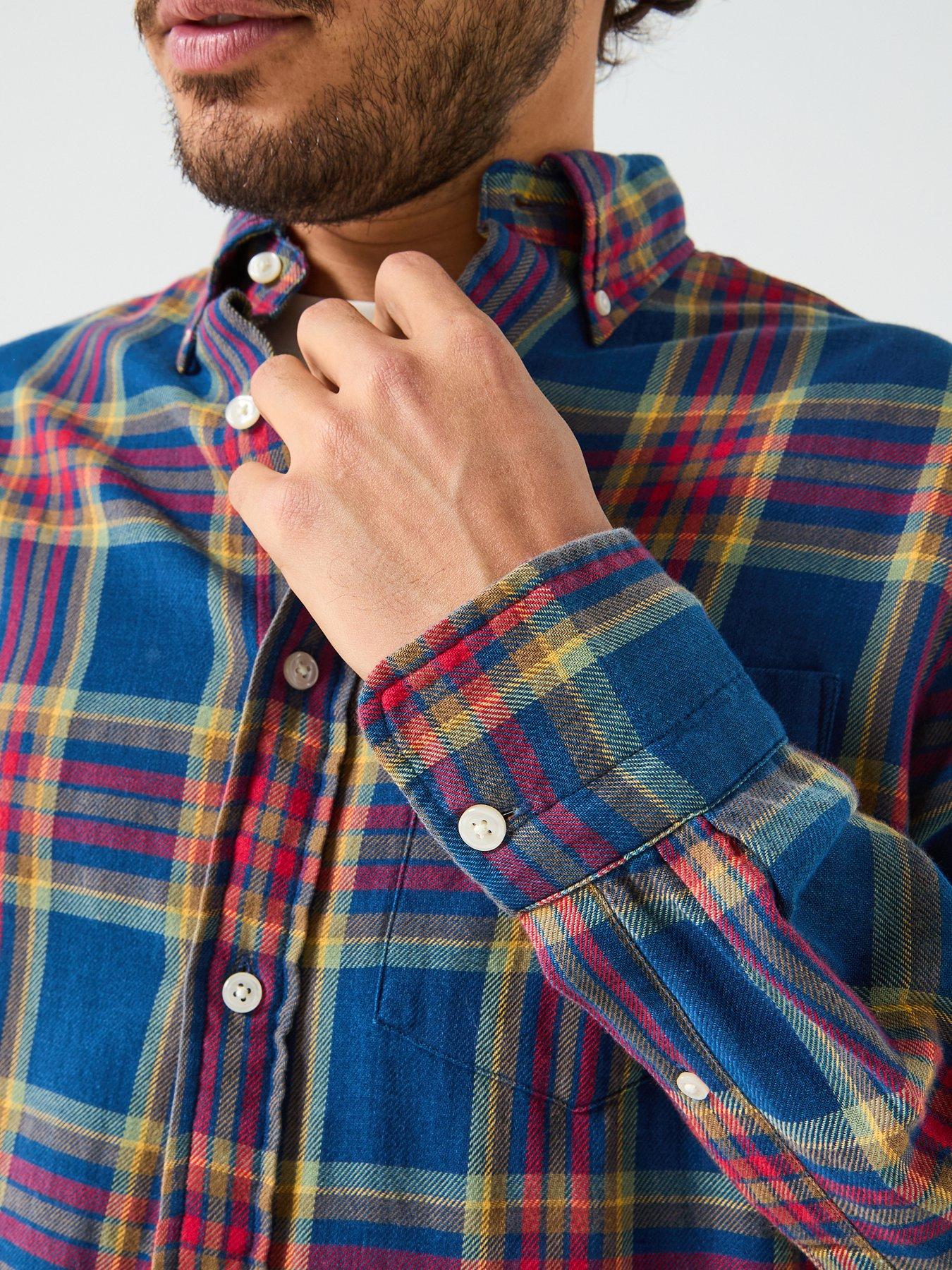 Image 5 of 6 of GANT Regular Fit Indigo Twill Long Sleeve Check Shirt - Navy