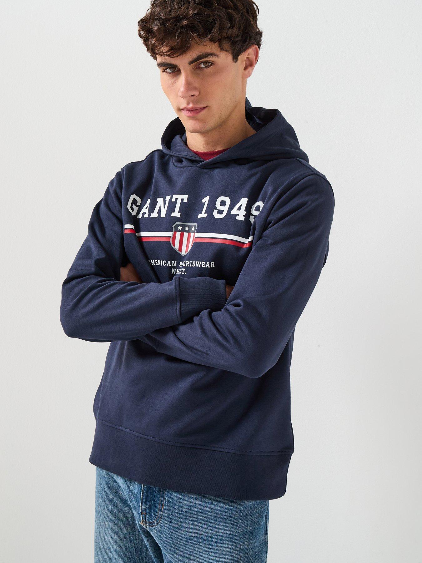 GANT Vintage Logo Graphic Overhead Hoodie - Navy