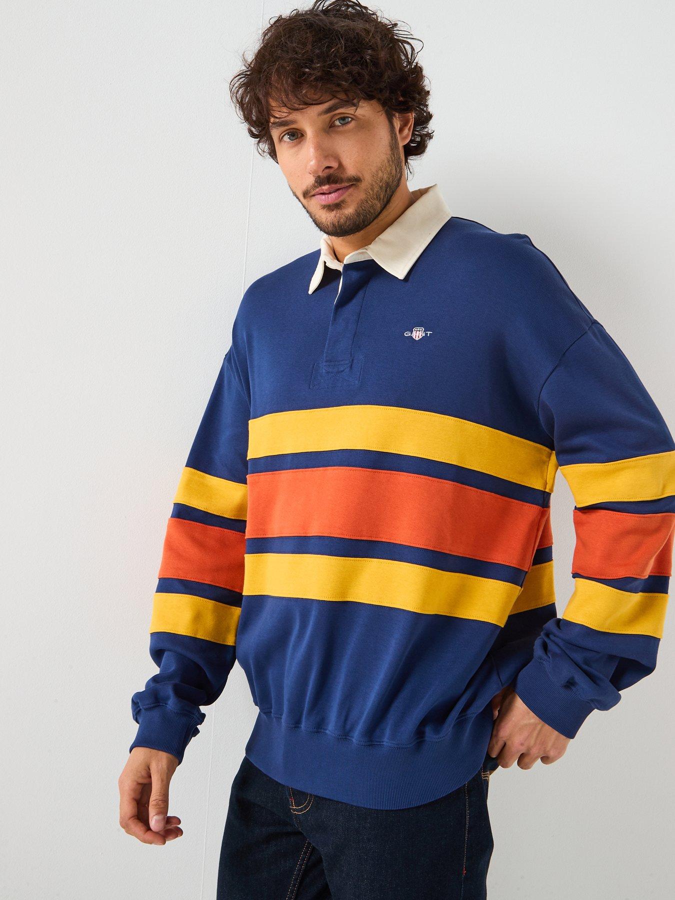 Gant Cut & Sew Heavy Rugger Long Sleeve Polo Shirt - Navy