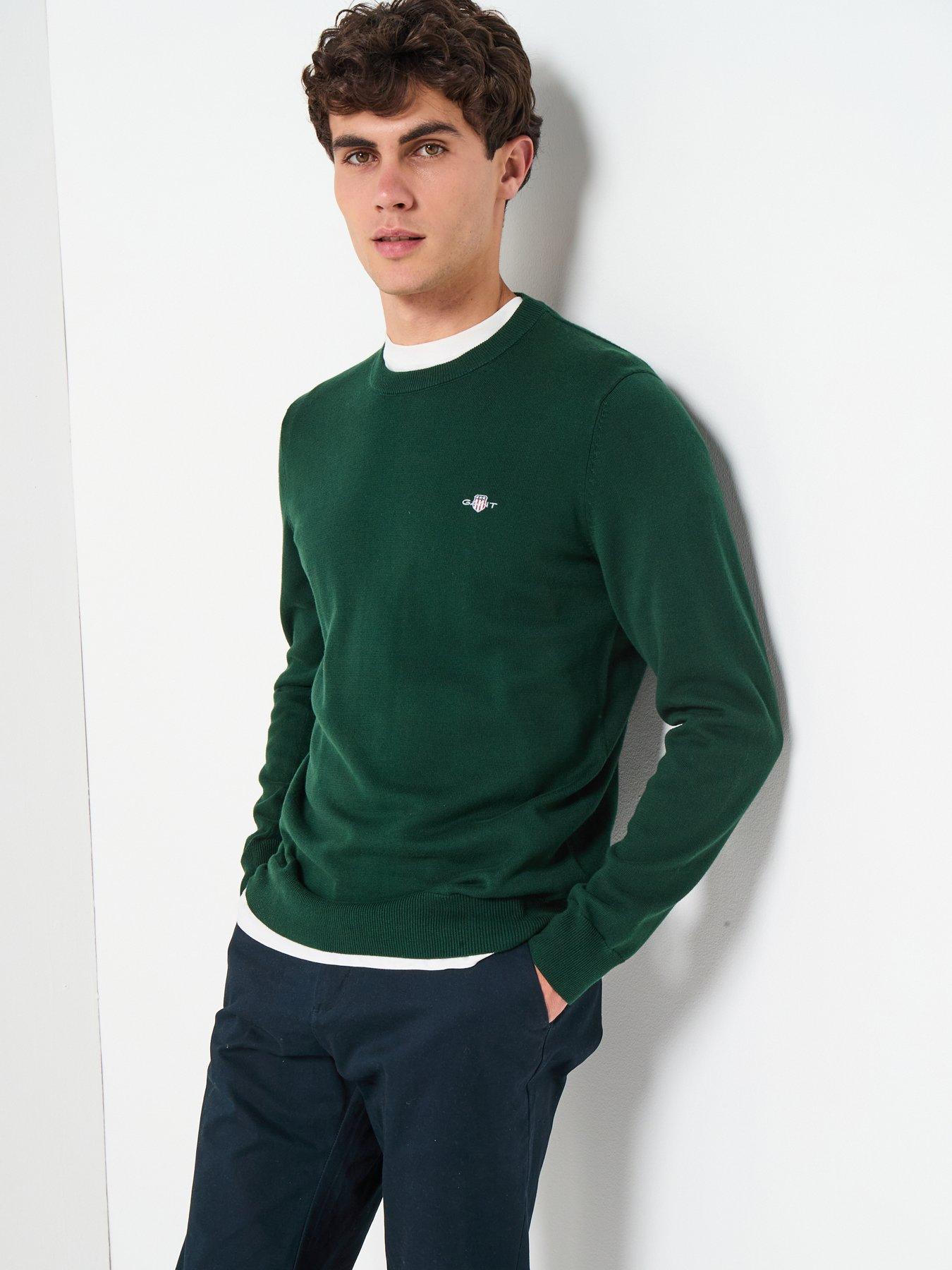 GANT Cotton/Wool Crew Knitted Jumper - Green