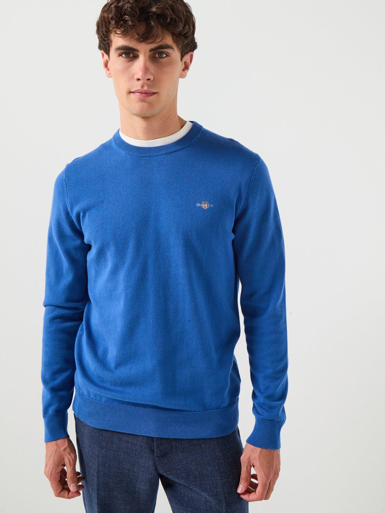 GANT Cotton/Wool Crew Knitted Jumper - Blue