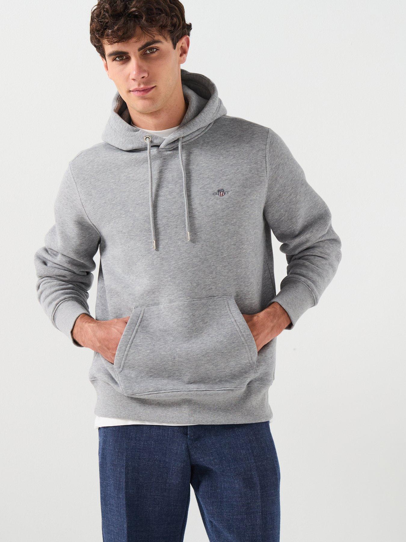 GANT Regular Fit Shield Hoodie - Light Grey