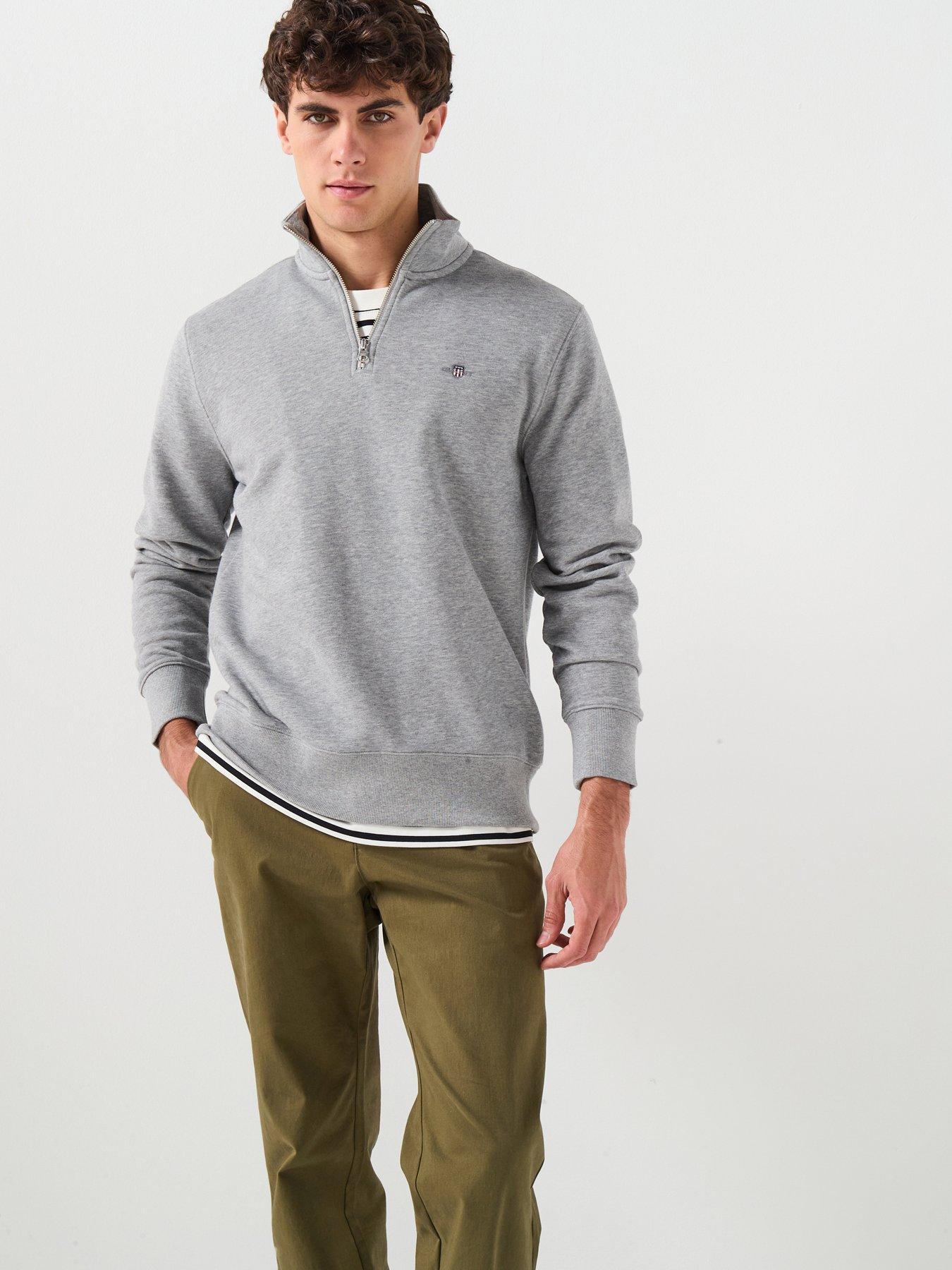 GANT Regular Fit Shield 1/4 Zip Sweat - Light Grey