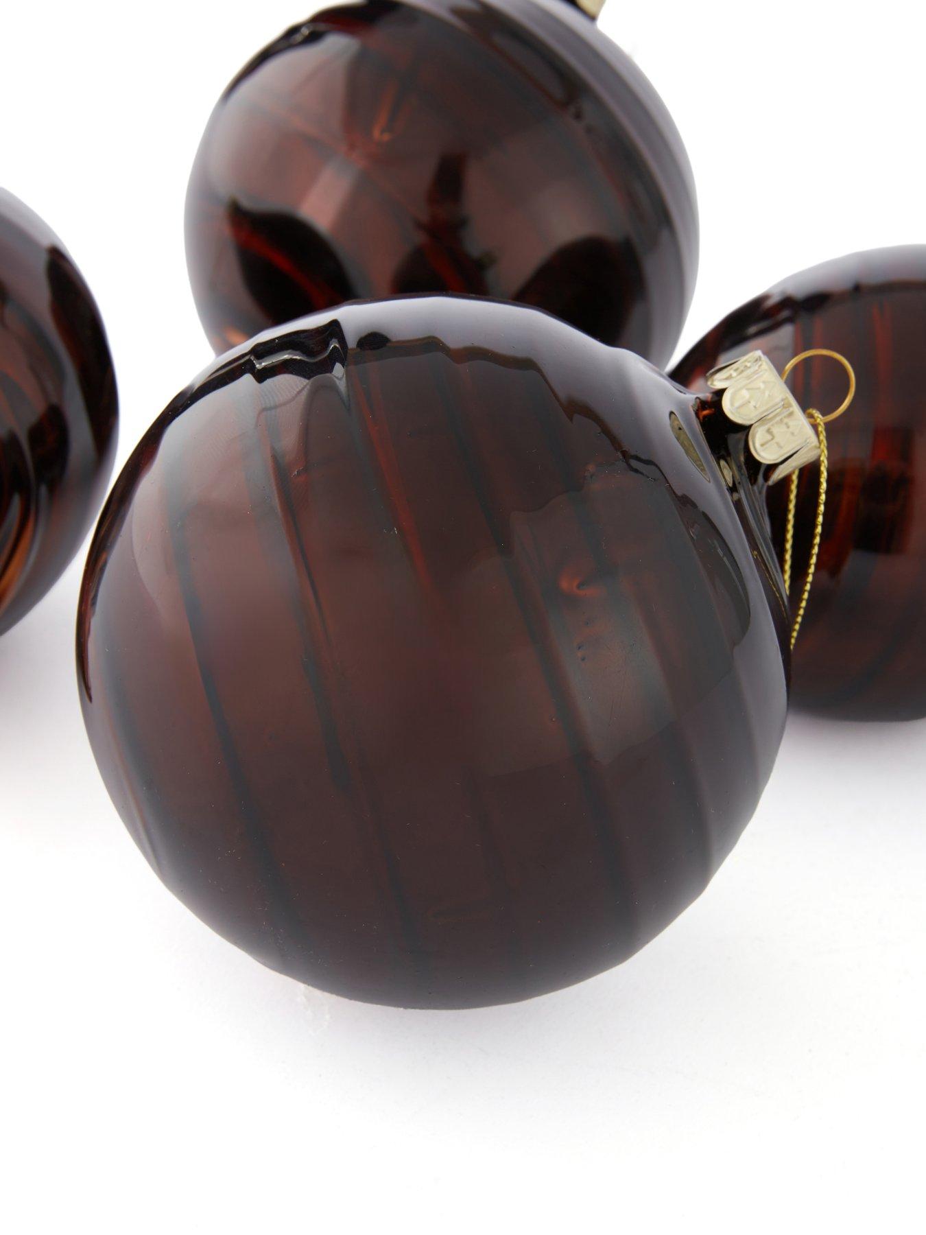 Image 3 of 5 of Festive 10 cm Brown Swirl Glass Baubles - Set of 4