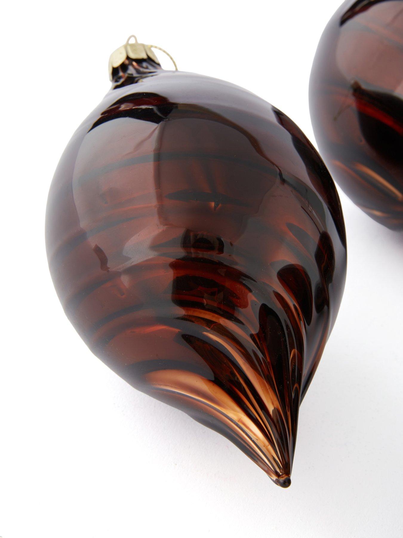 Image 5 of 5 of Festive 10 cm Brown Swirl Glass Baubles - Set of 4