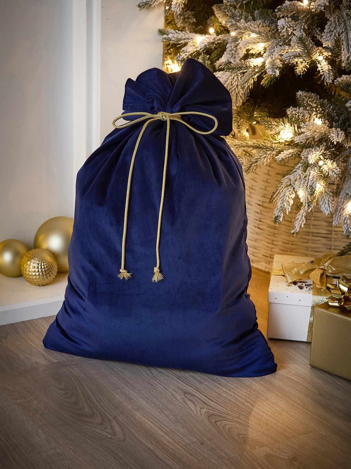 Festive Navy Blue Christmas Gift Sack - 70 cm